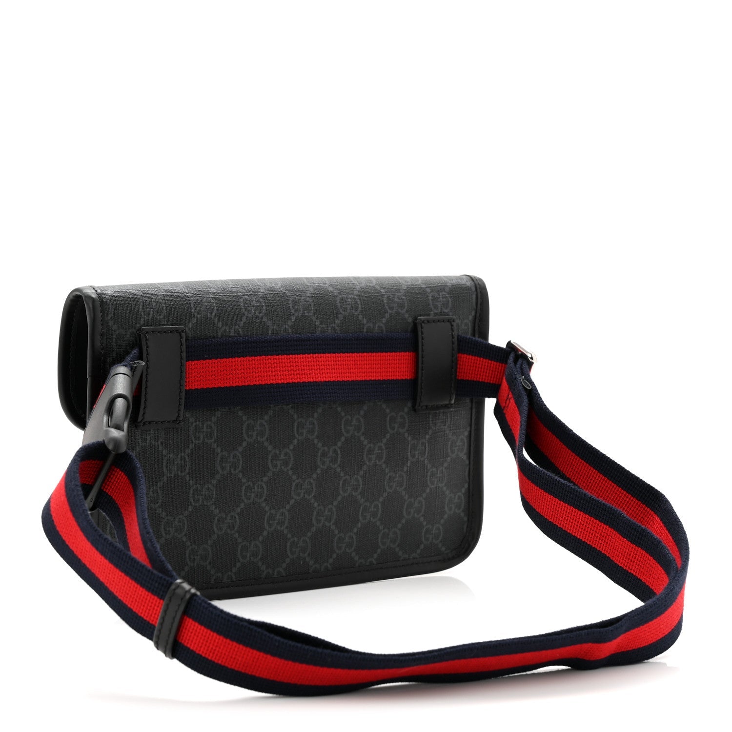 Gucci GG Supreme Monogram Web Slim Belt Bag Black Grey