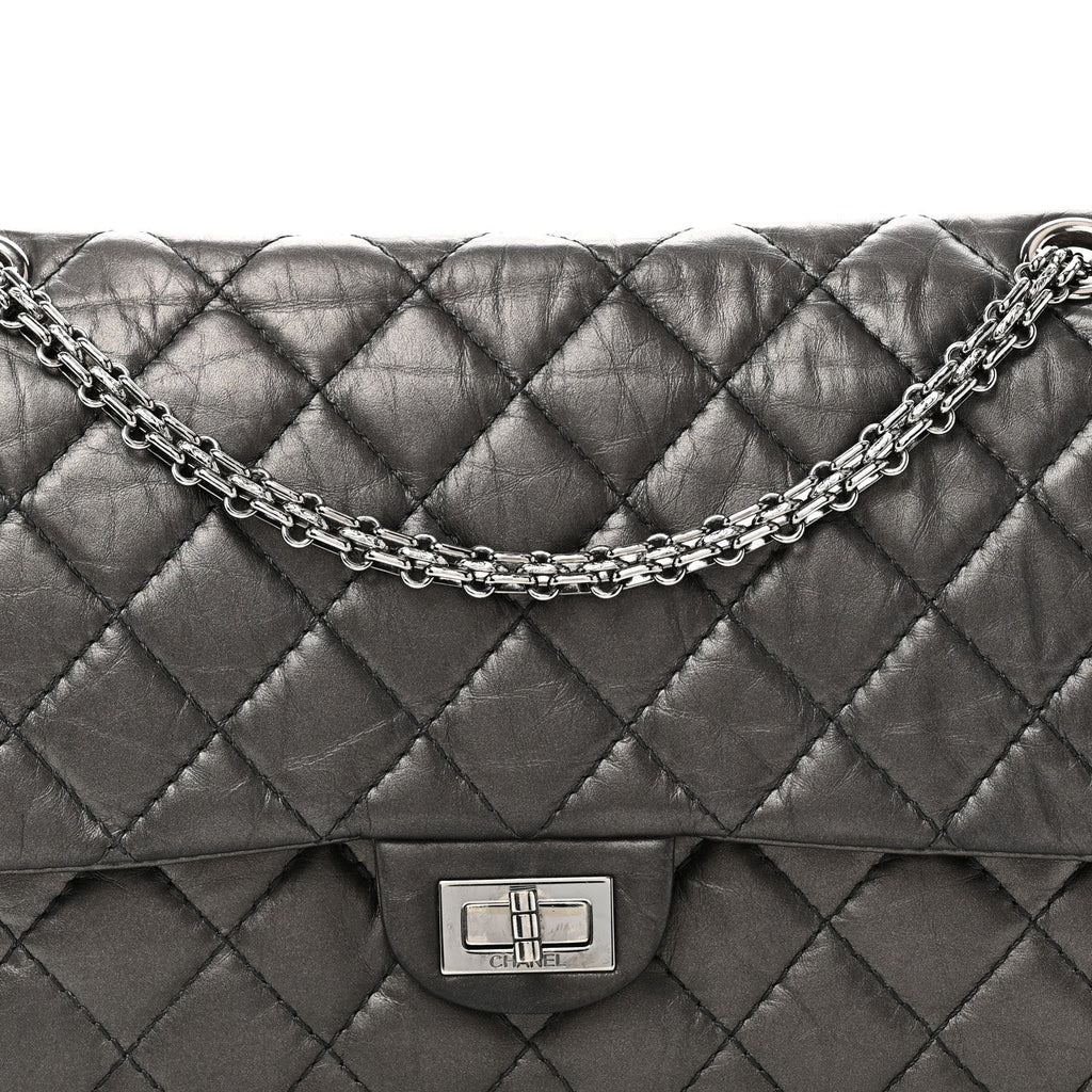 Chanel Metallic Aged Calfskin Quilted 2.55 Reissue 226 Flap Dark Grey