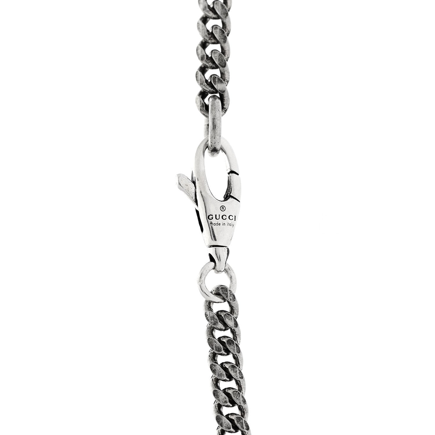 Gucci Sterling Silver Textured Interlocking G Pendant Necklace