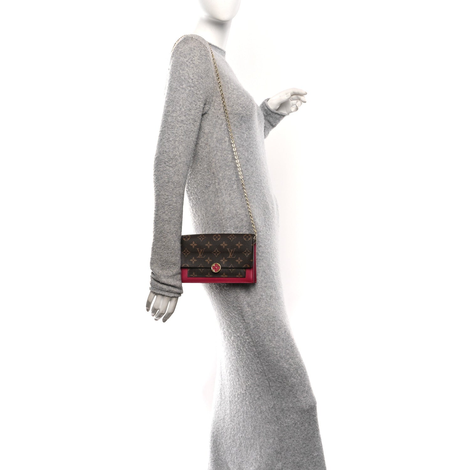 Louis Vuitton Monogram Flore Chain Wallet Fuchsia