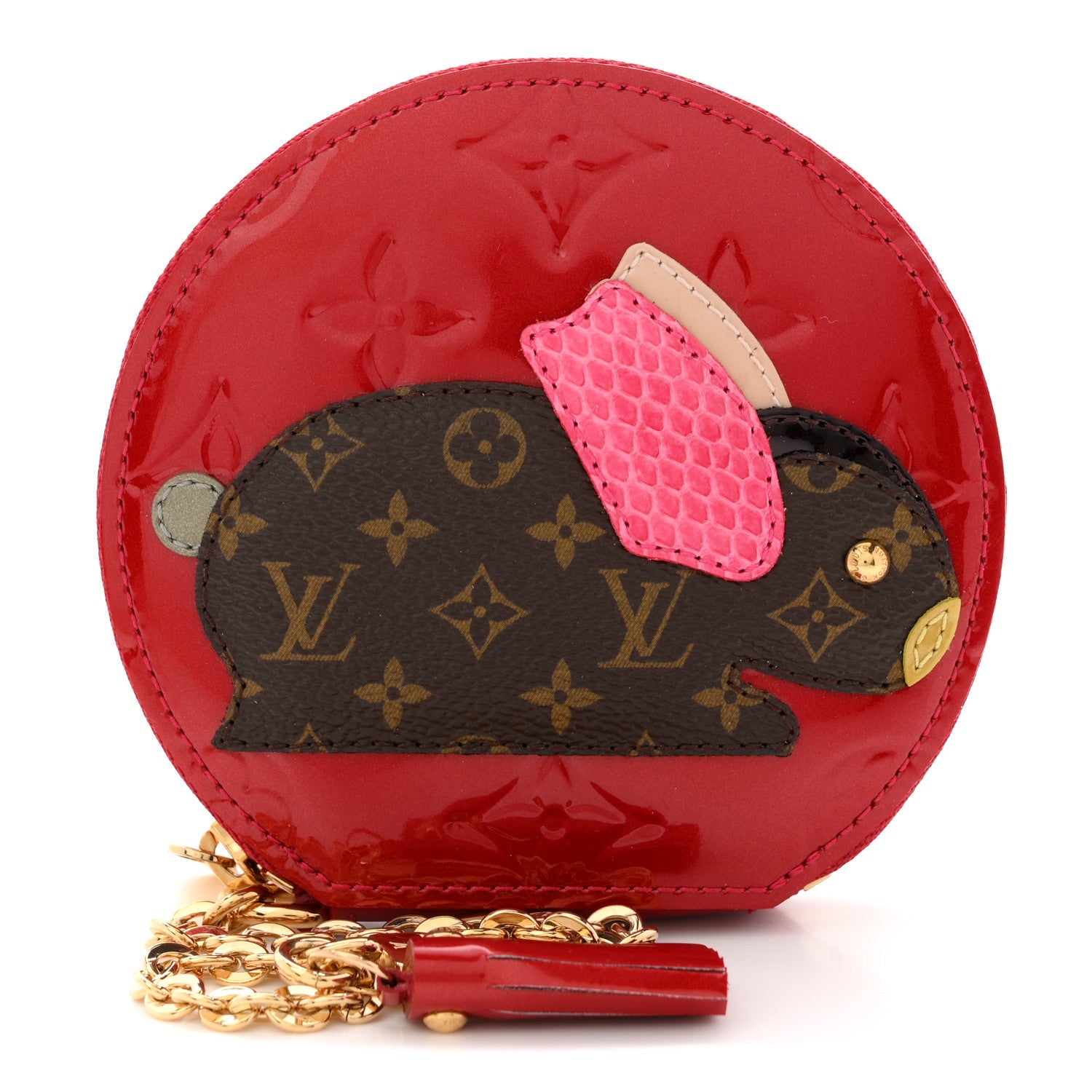 Louis Vuitton Vernis Animania Lapin Bunny Round Coin Purse Pomme D'Amour