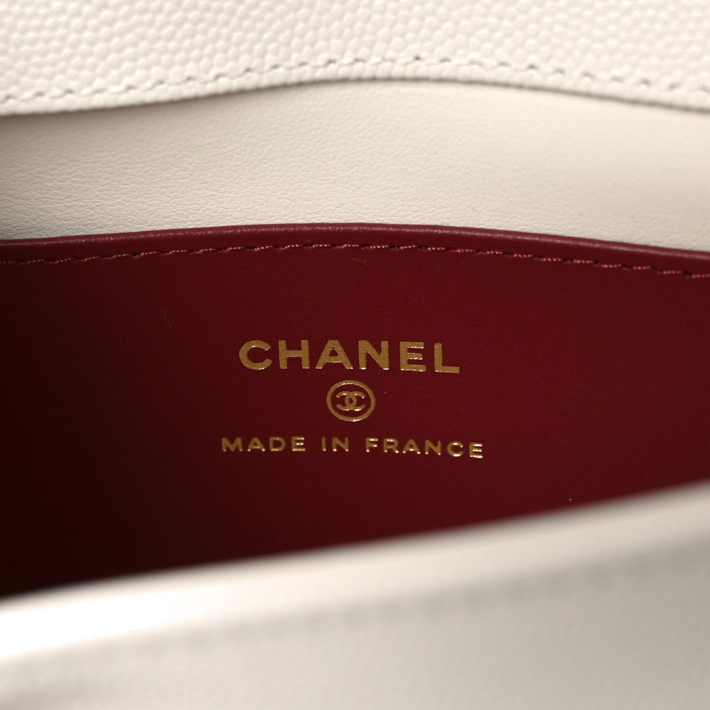 Chanel Shiny Caviar Mini Preppy Coco Shoulder Bag White