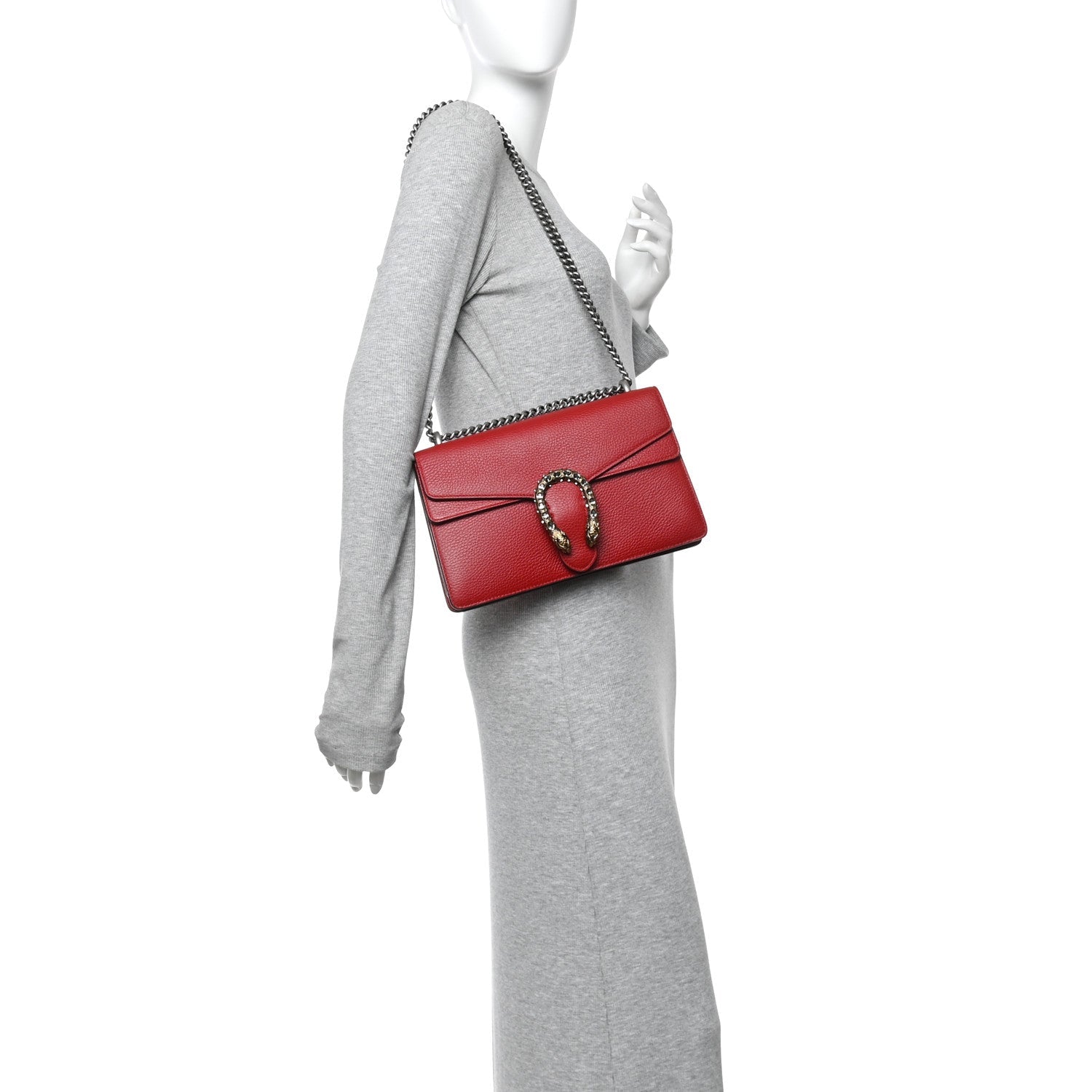 Gucci Dollar Calfskin Swarovski Crystal Small Dionysus Shoulder Bag Hibiscus Red