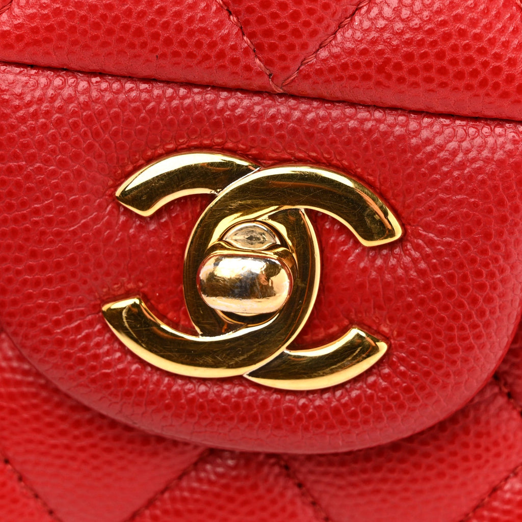 Chanel Caviar Quilted Medium Double Flap Red