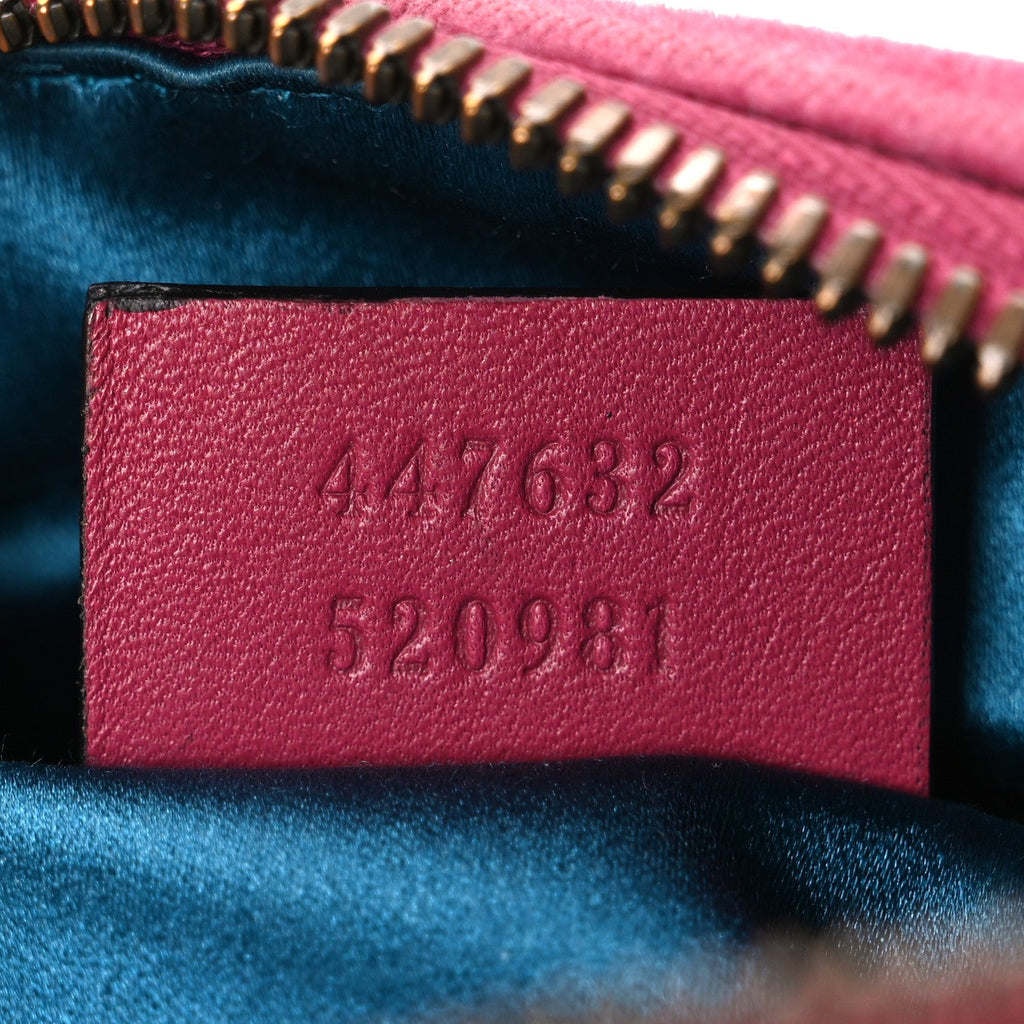 Gucci Velvet Matelasse Small GG Marmont Chain Shoulder Bag Light Raspberry Rose