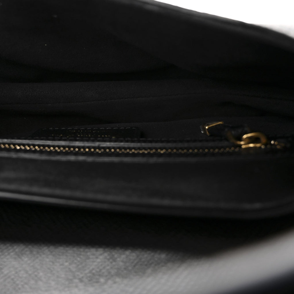 Christian Dior Grained Calfskin Saddle Bag Black