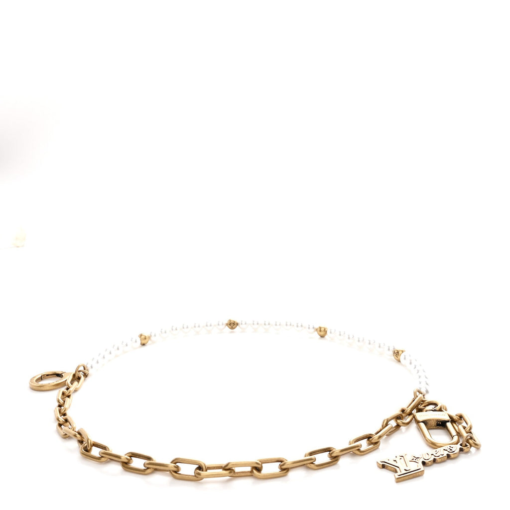 Louis Vuitton Chain Belt Pearls Bag Charm Gold