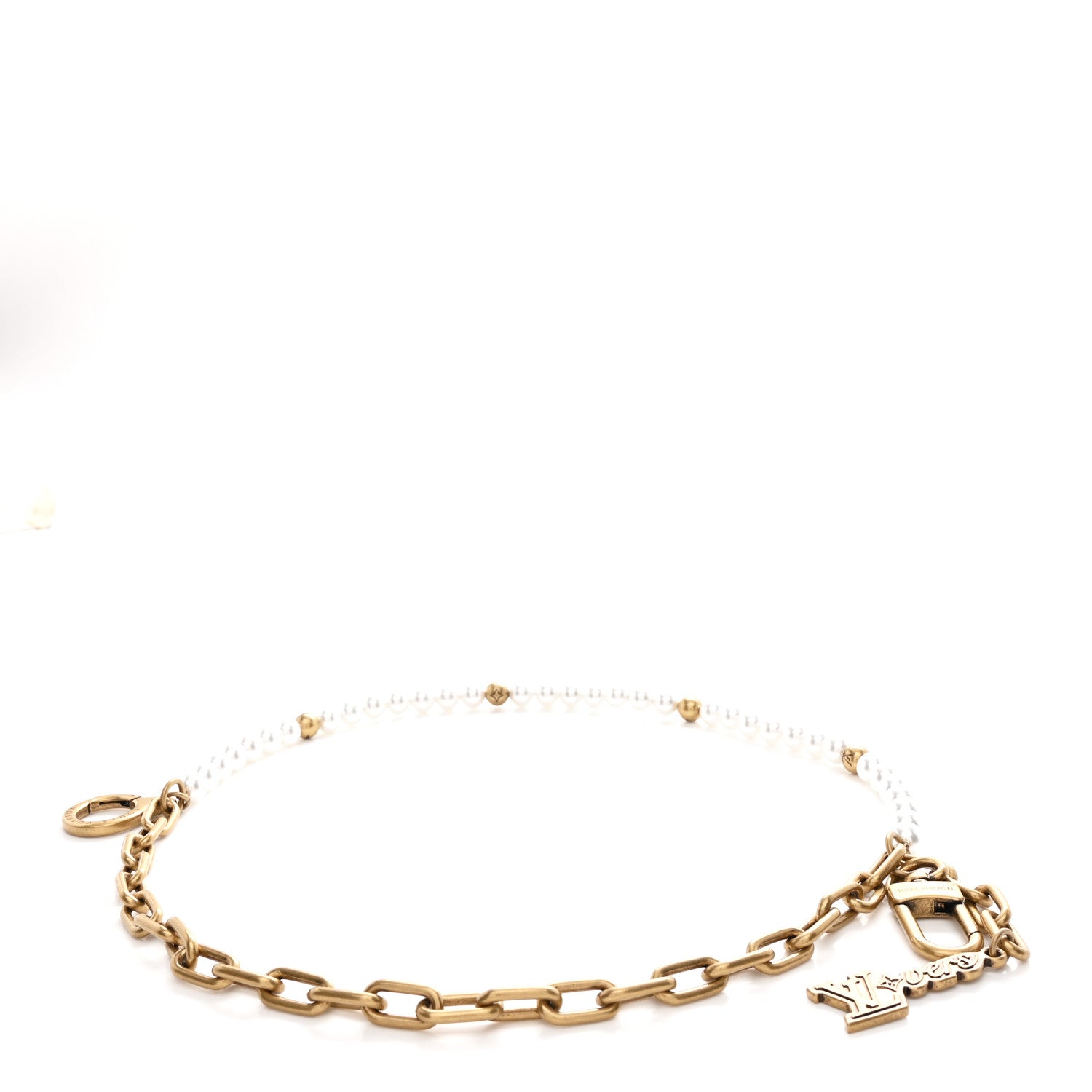 Louis Vuitton Chain Belt Pearls Bag Charm Gold