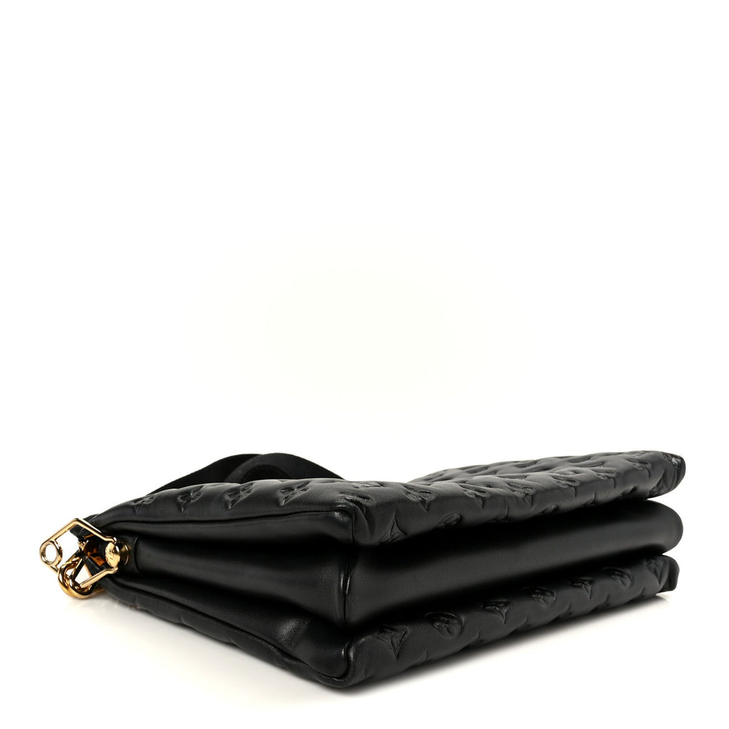 Louis Vuitton Lambskin Embossed Monogram Coussin MM Black
