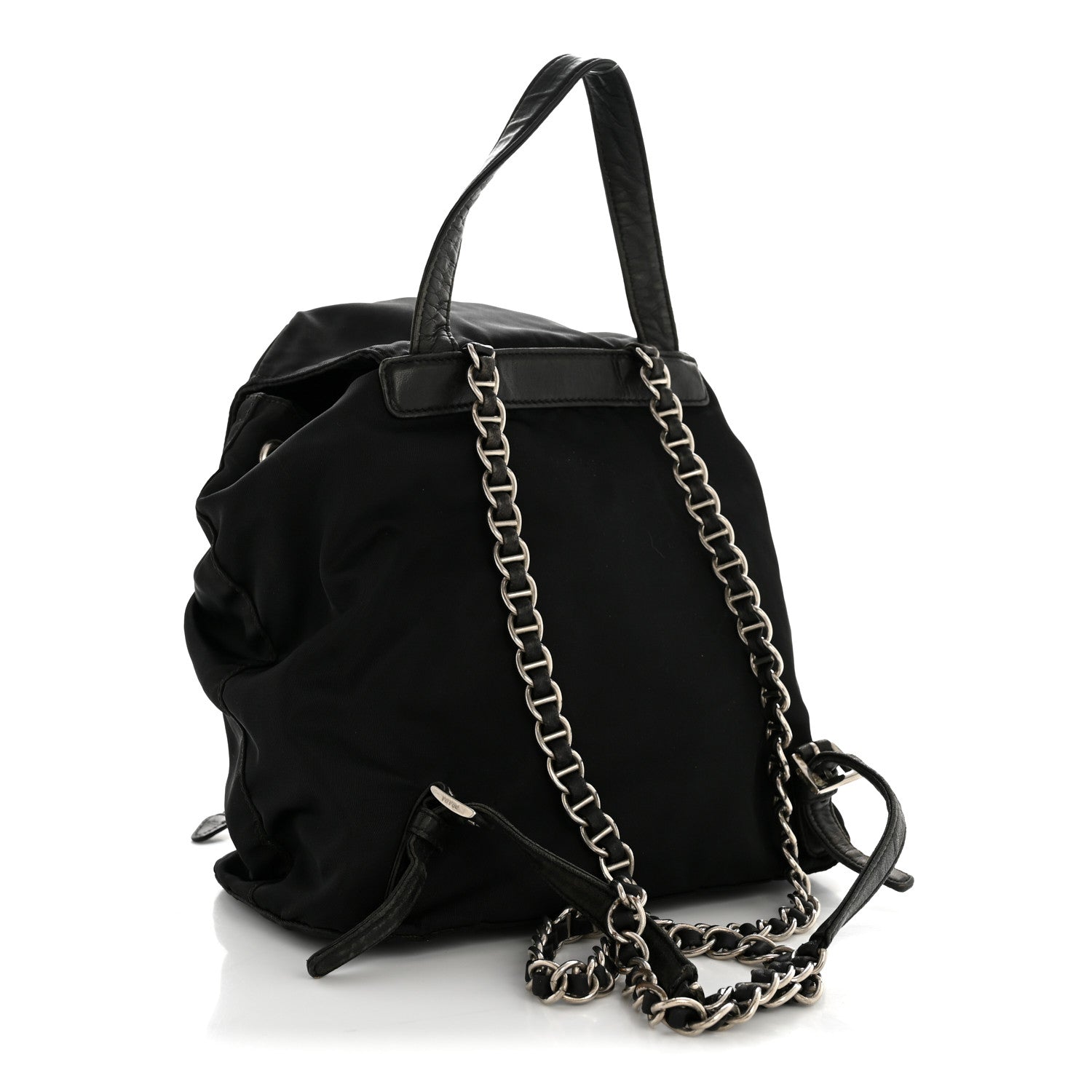 Prada Tessuto Nylon Vela Chain Backpack Black