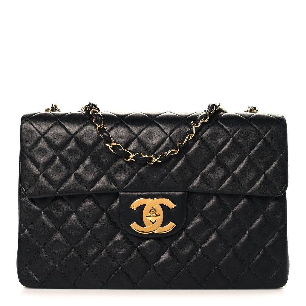 Chanel Lambskin Quilted XL Jumbo Single Flap Black