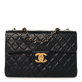 Chanel Lambskin Quilted XL Jumbo Single Flap Black