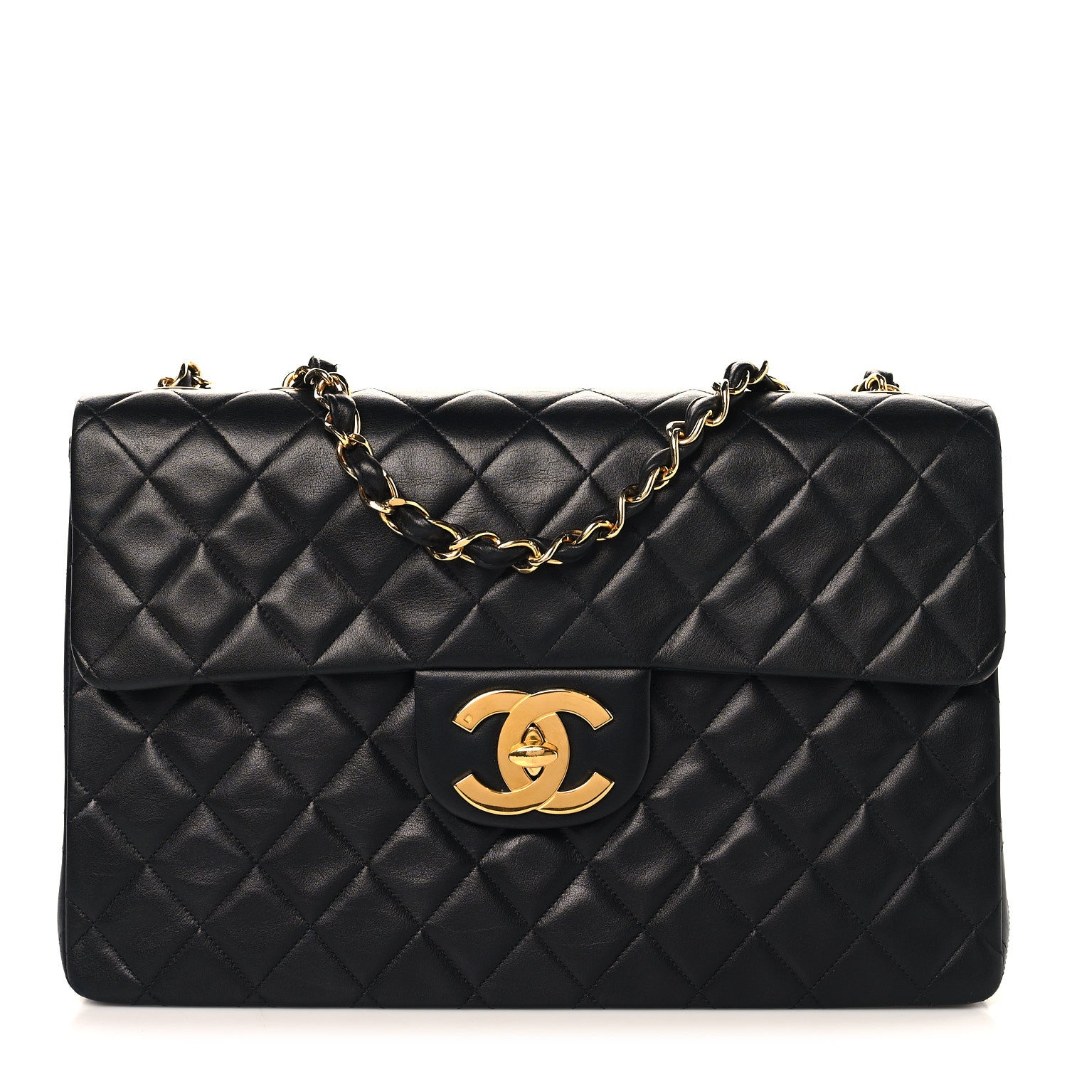 Chanel Lambskin Quilted XL Jumbo Single Flap Black