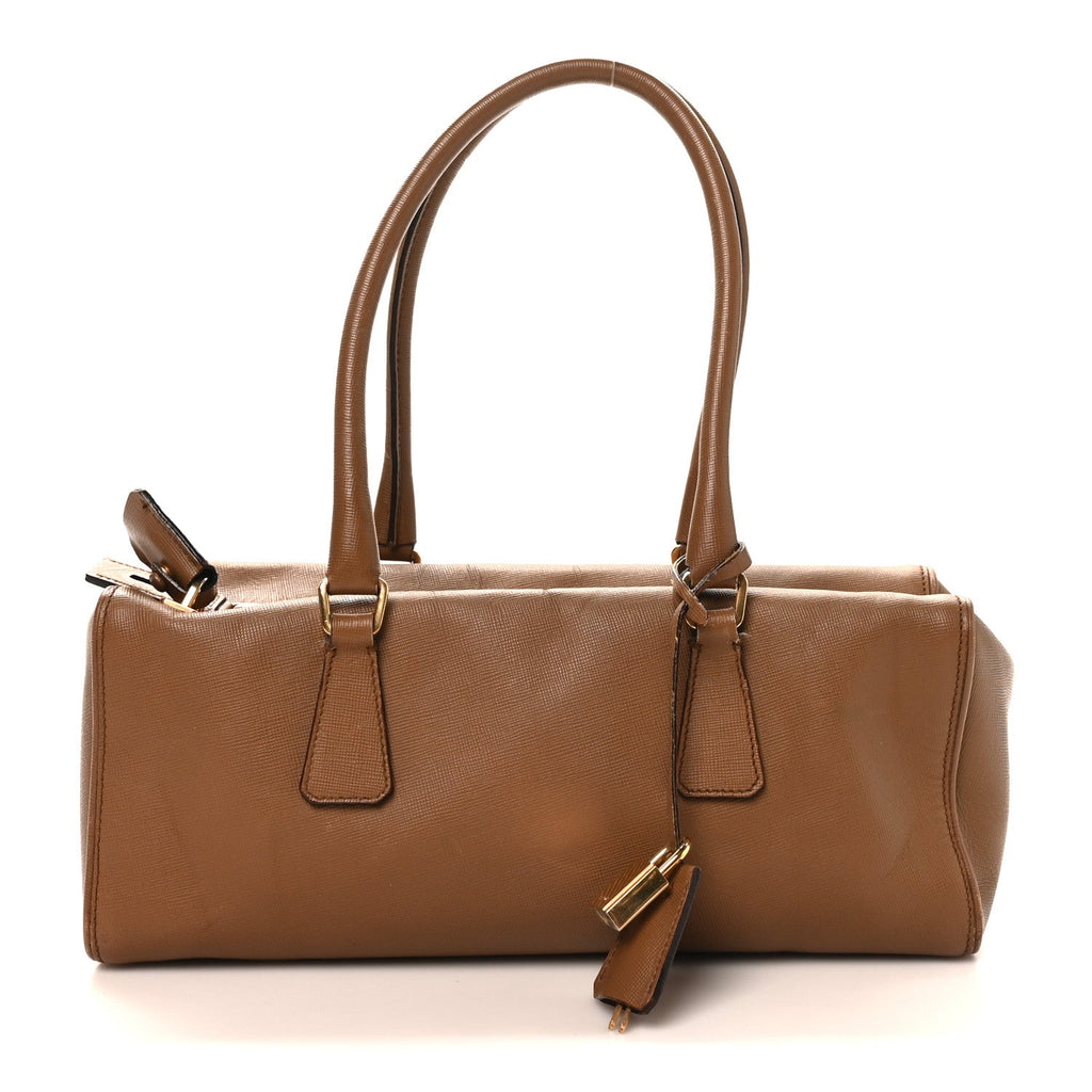 Prada Saffiano Rectangular Shoulder Bag Brown