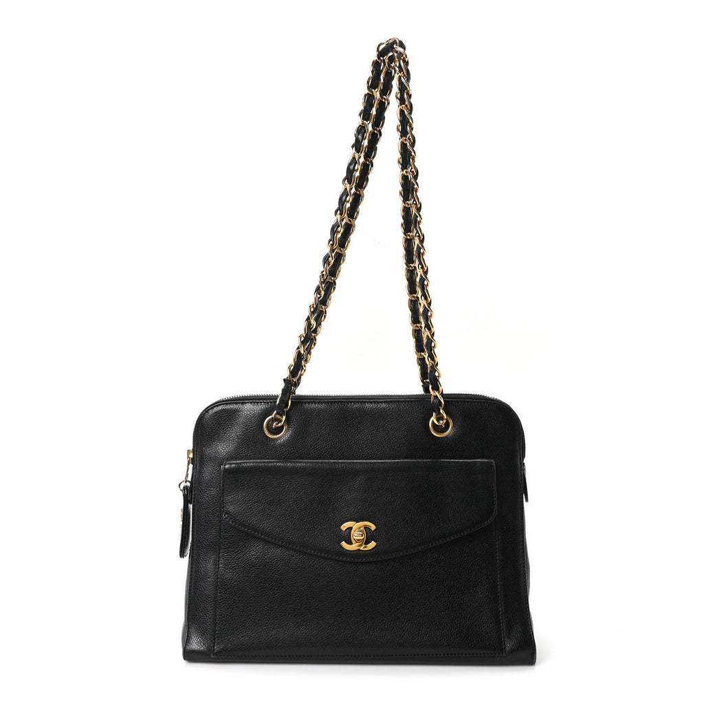 Chanel Caviar Flap Shoulder Bag Black