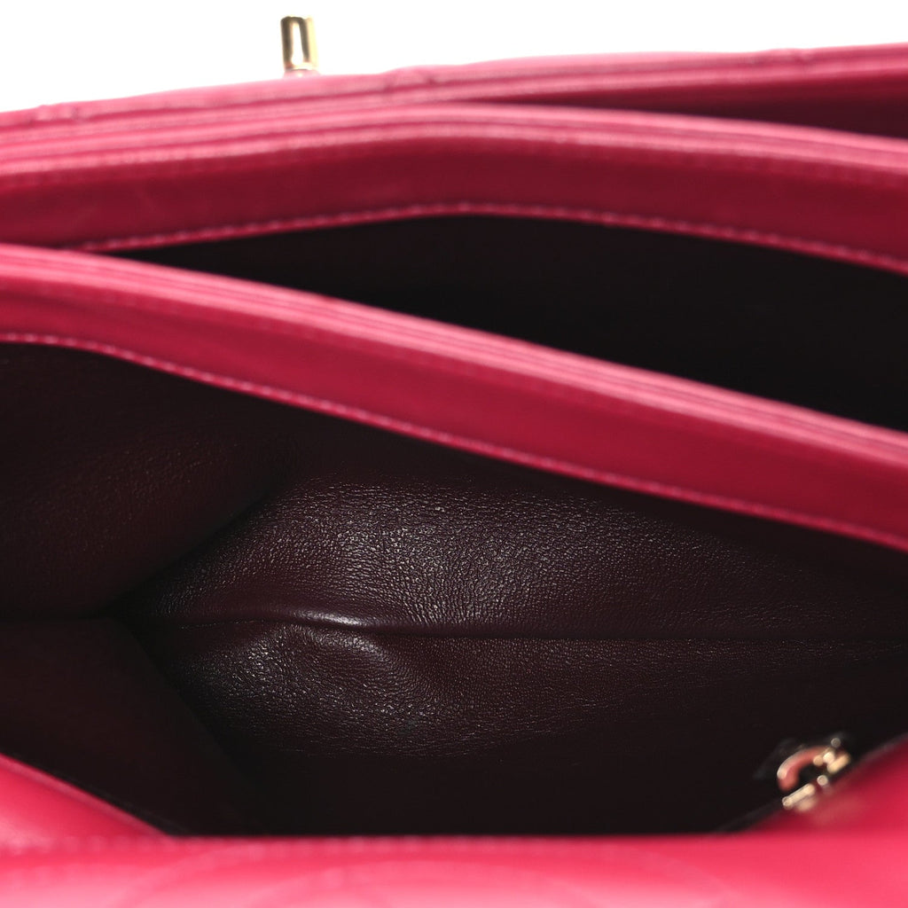 Chanel Lambskin Quilted Small Trendy CC Flap Dual Handle Bag Dark Pink
