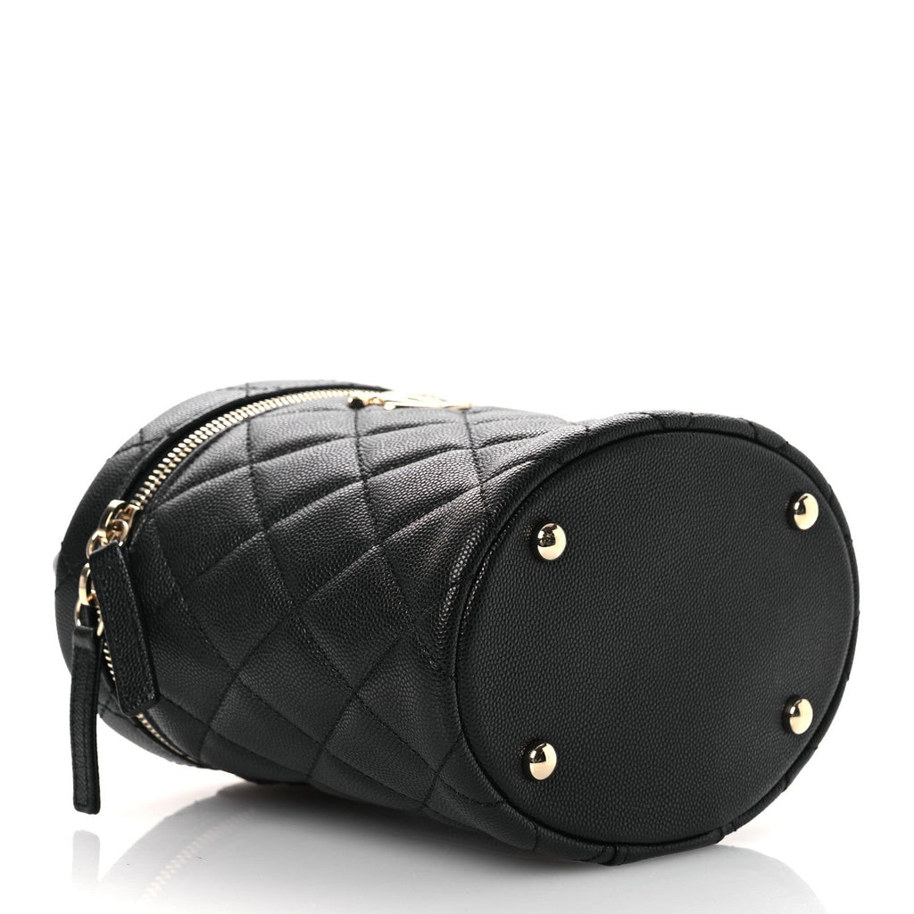 Chanel Caviar Quilted Top Handle Vanity Case Black