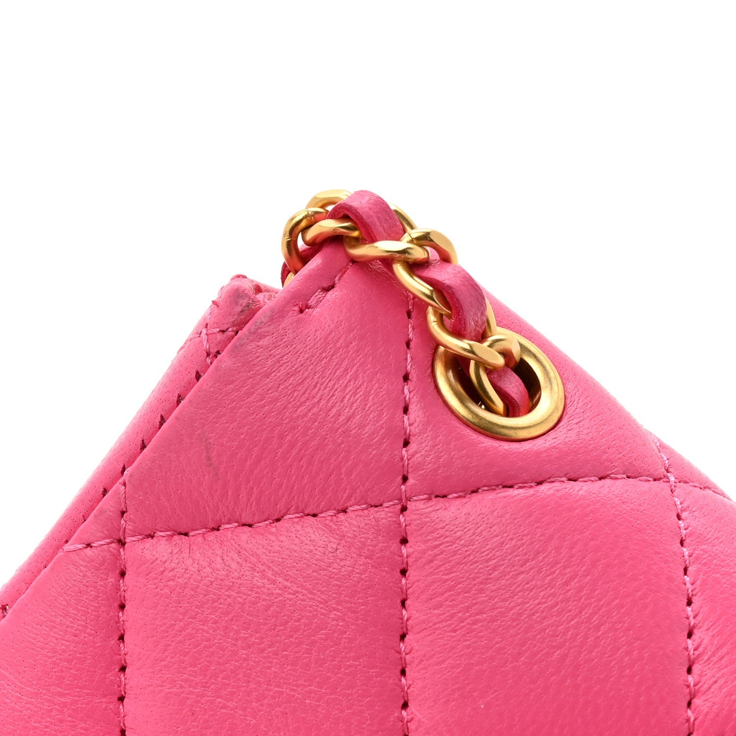Chanel Lambskin Enamel Quilted Mini Chain Belt Bag Pink