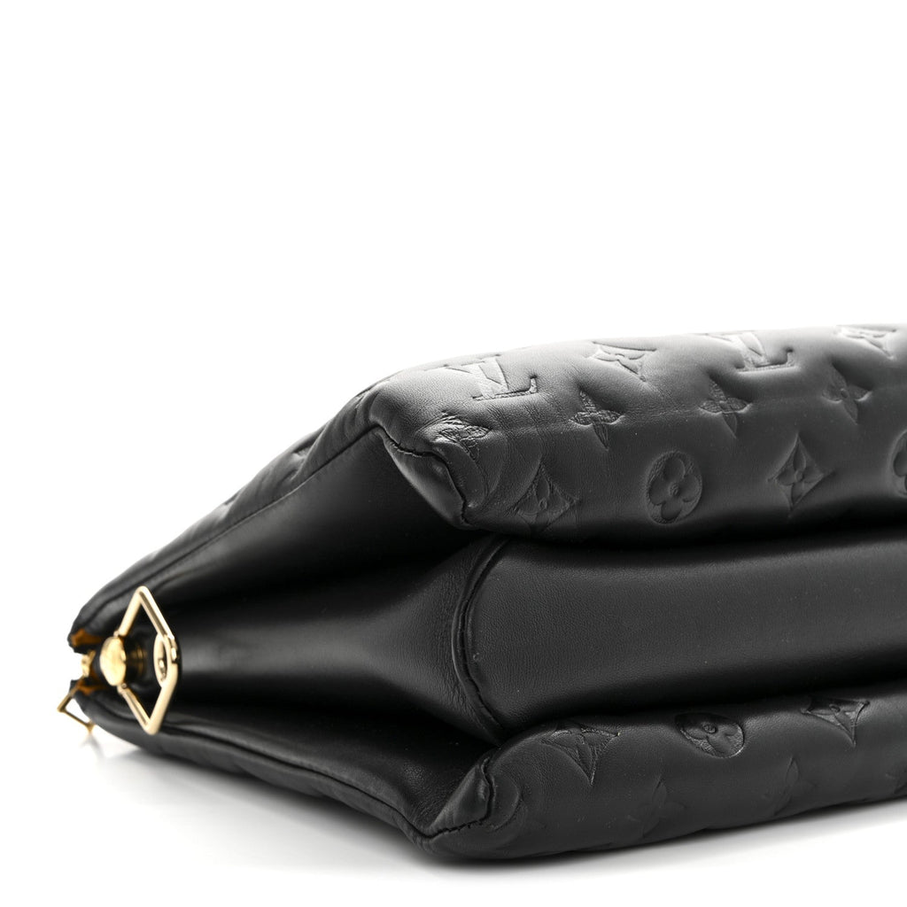 Louis Vuitton Lambskin Embossed Monogram Coussin MM Black