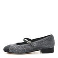 Glitter Grosgrain Cap Toe Mary Jane Flats 36.5 Gray