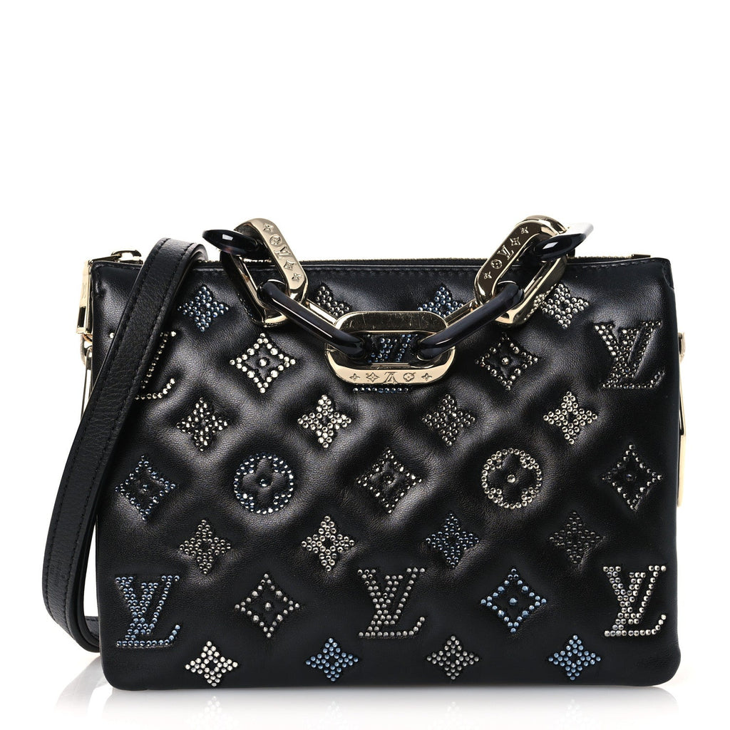 Louis Vuitton Lambskin Crystal Embellished Monogram Coussin BB Black