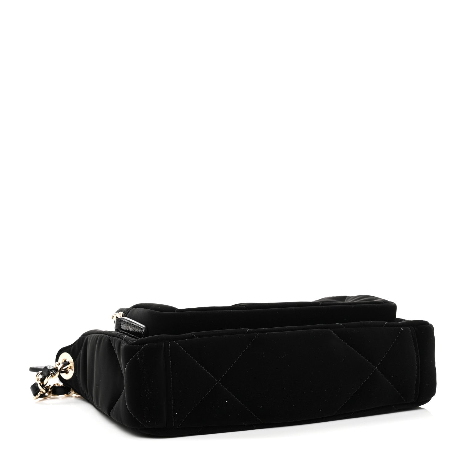 Chanel Velvet Effect Nylon Shiny Crumpled Calfskin Quilted Chanel 25 Clutch With Chain Black