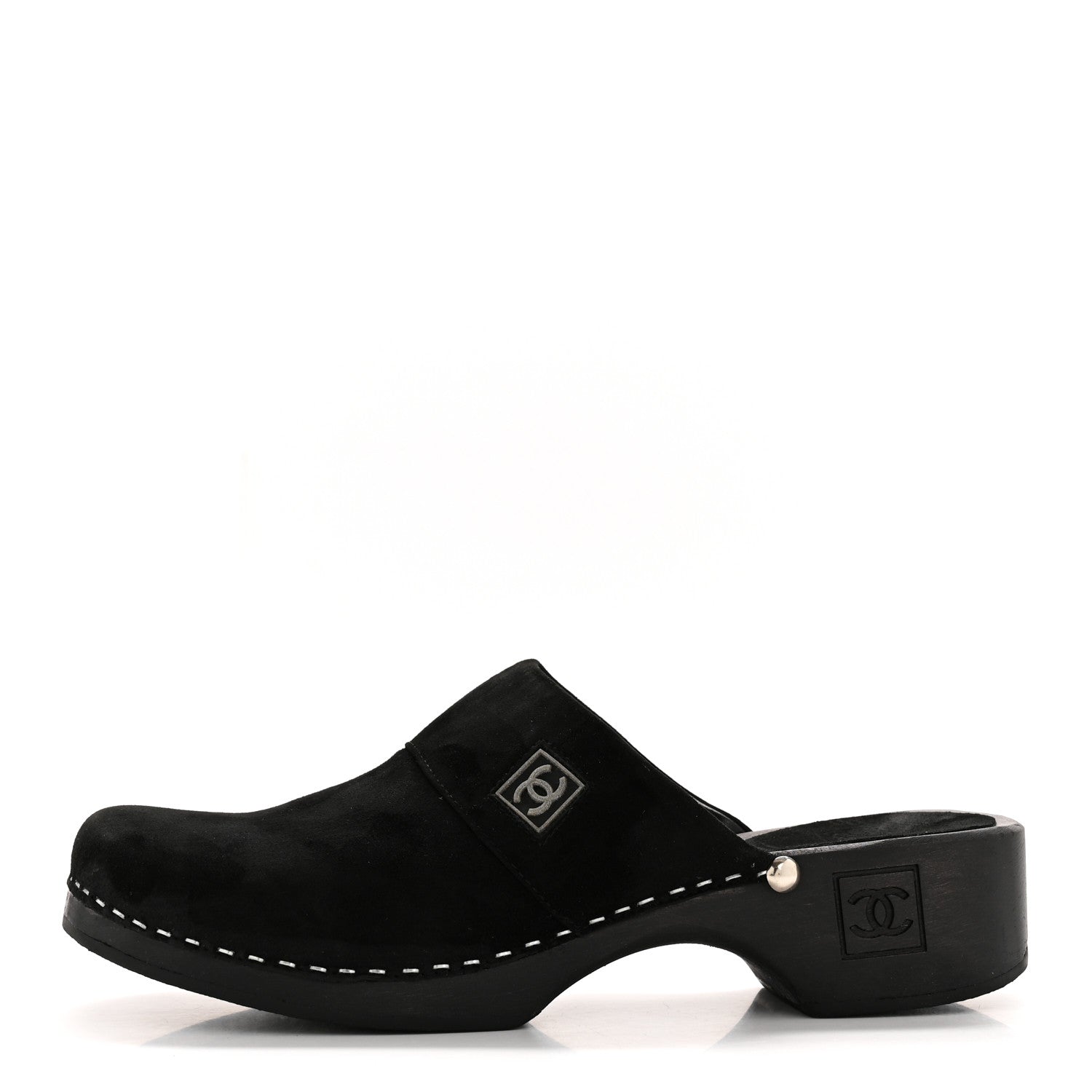 Chanel Suede CC Clogs 37 Black