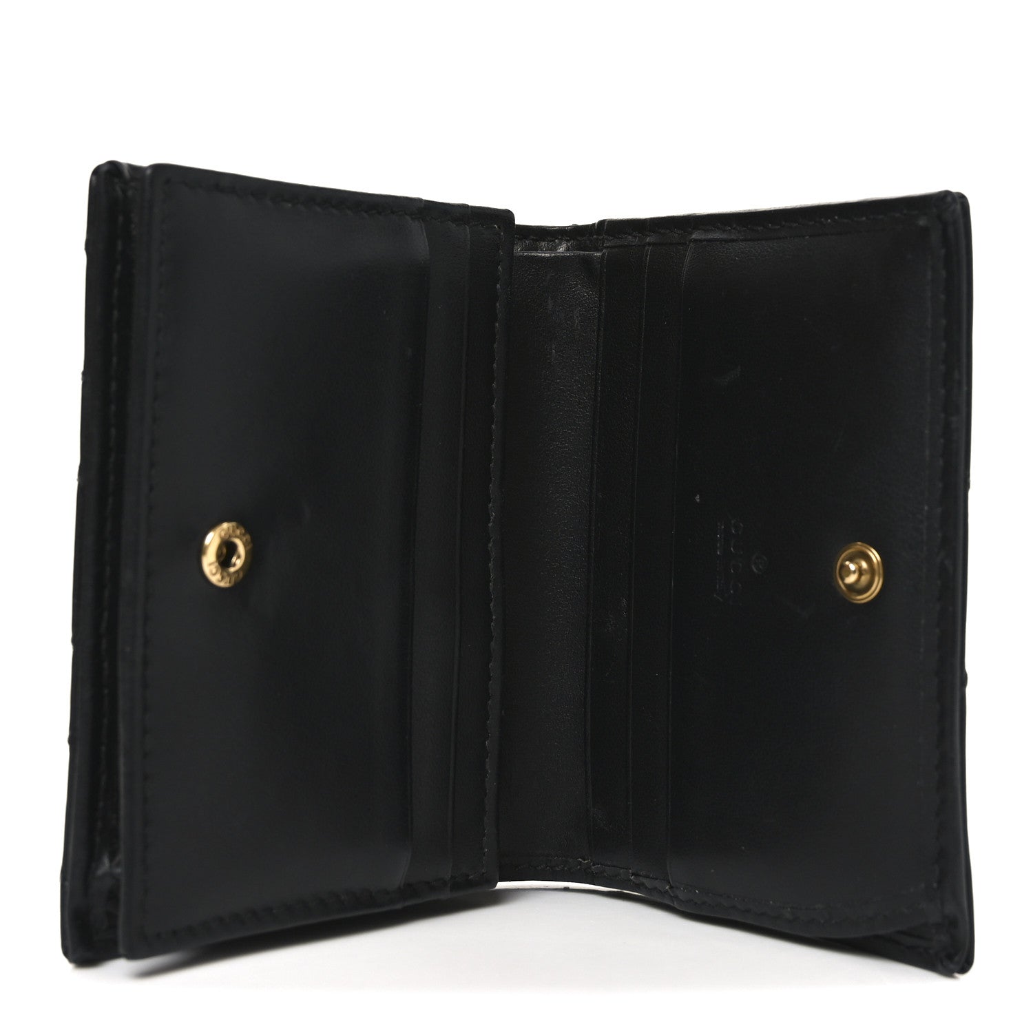 Gucci Calfskin Matelasse GG Marmont Card Case Wallet Black