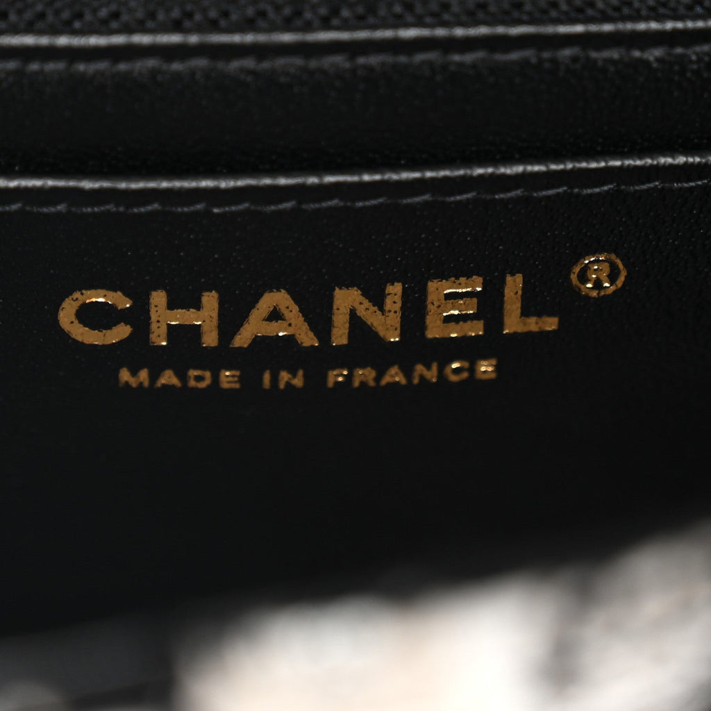 Chanel Tweed Quilted Mini Rectangular Flap Black Ecru White