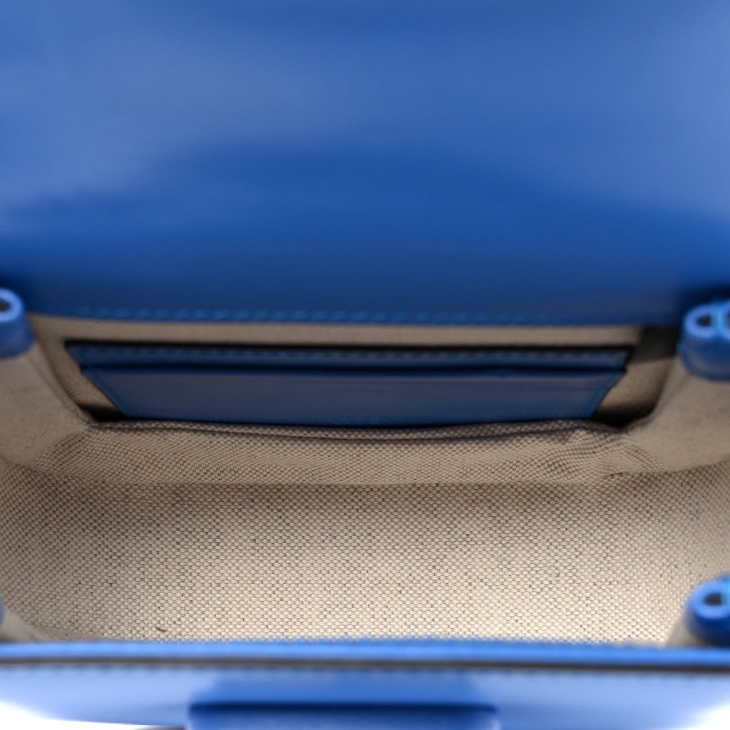 Gucci Boarded Dyana Lux Calfskin Web Mini Bamboo 1947 Top Handle Bag Blue