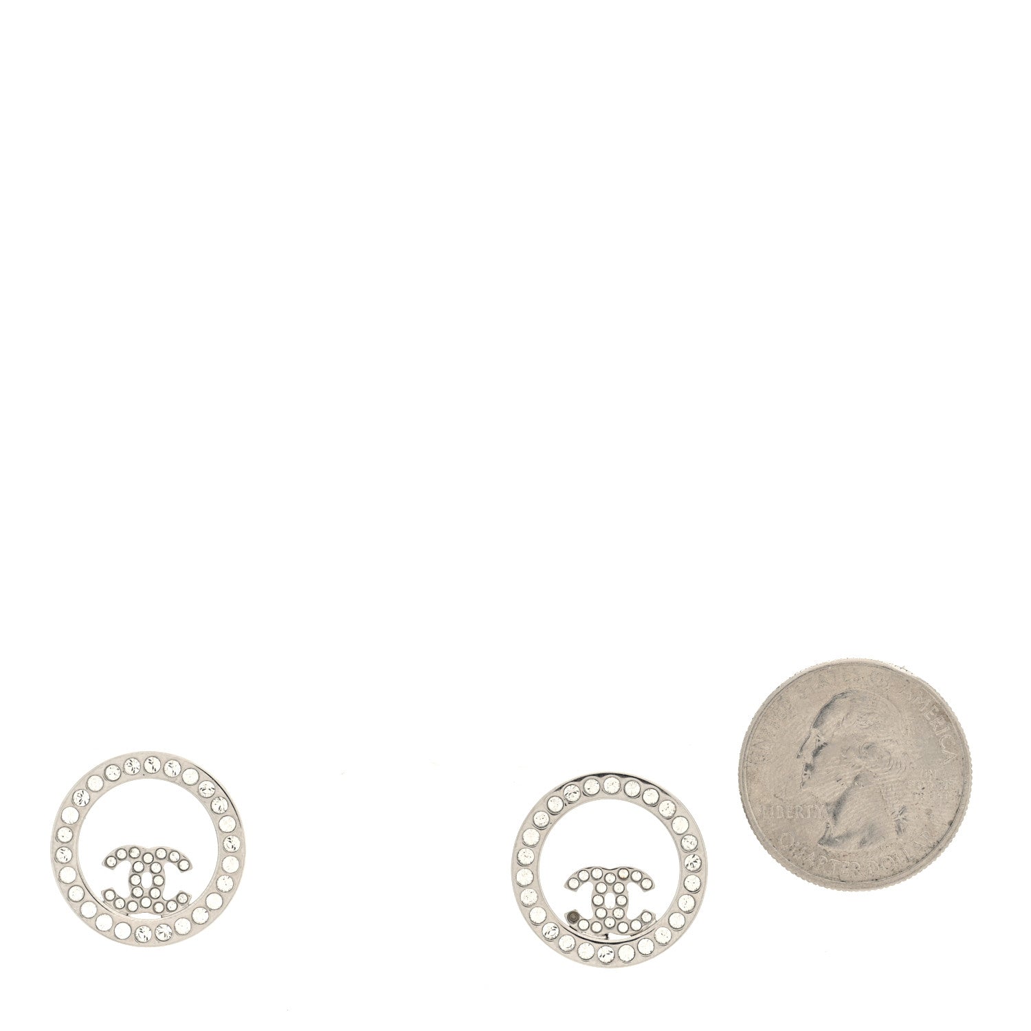 Crystal CC Round Earrings Silver