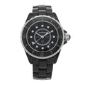 Chanel Stainless Steel Ceramic Diamond 33mm J12 Quartz Watch Black