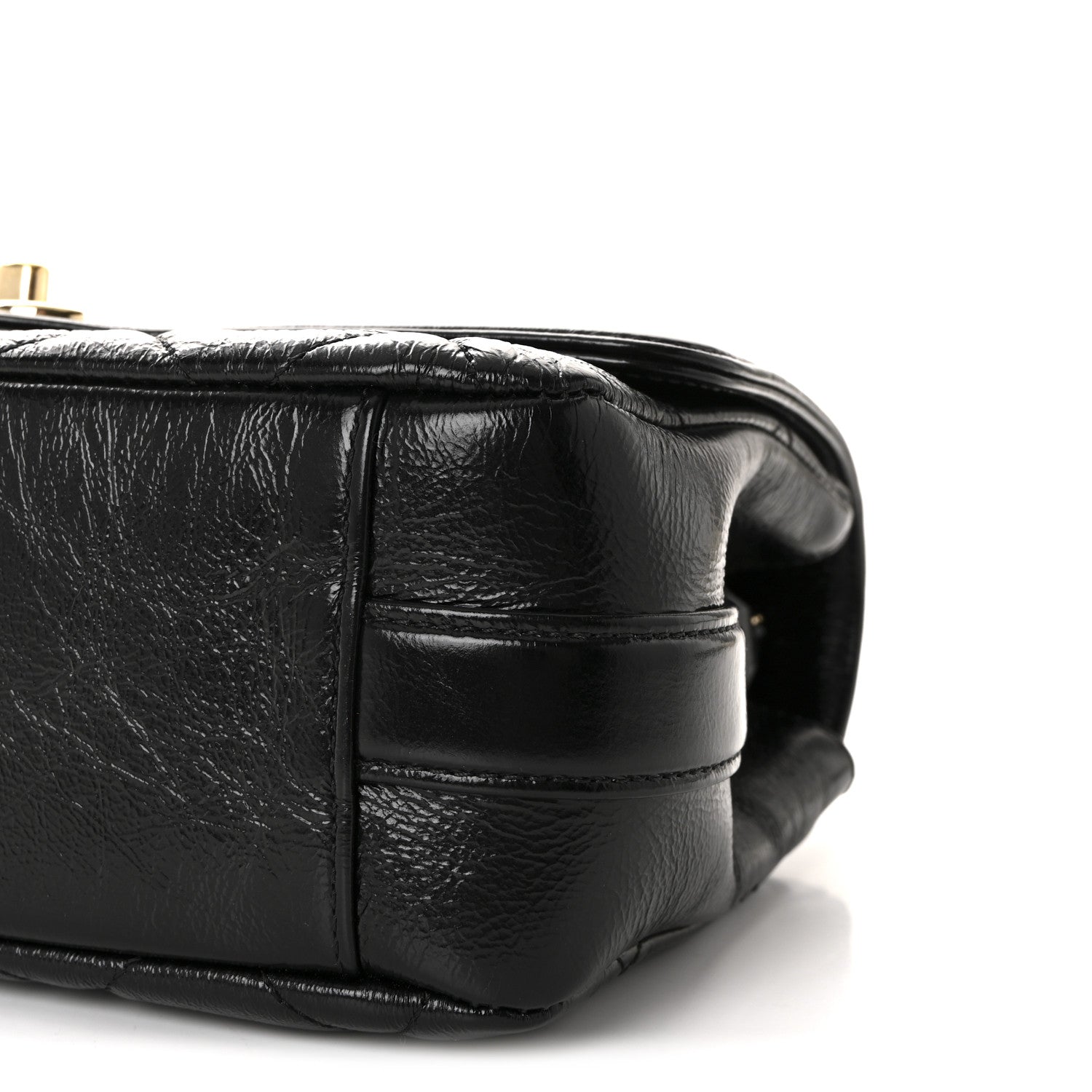 Chanel Crumpled Glazed Lambskin Quilted Small Flap Black
