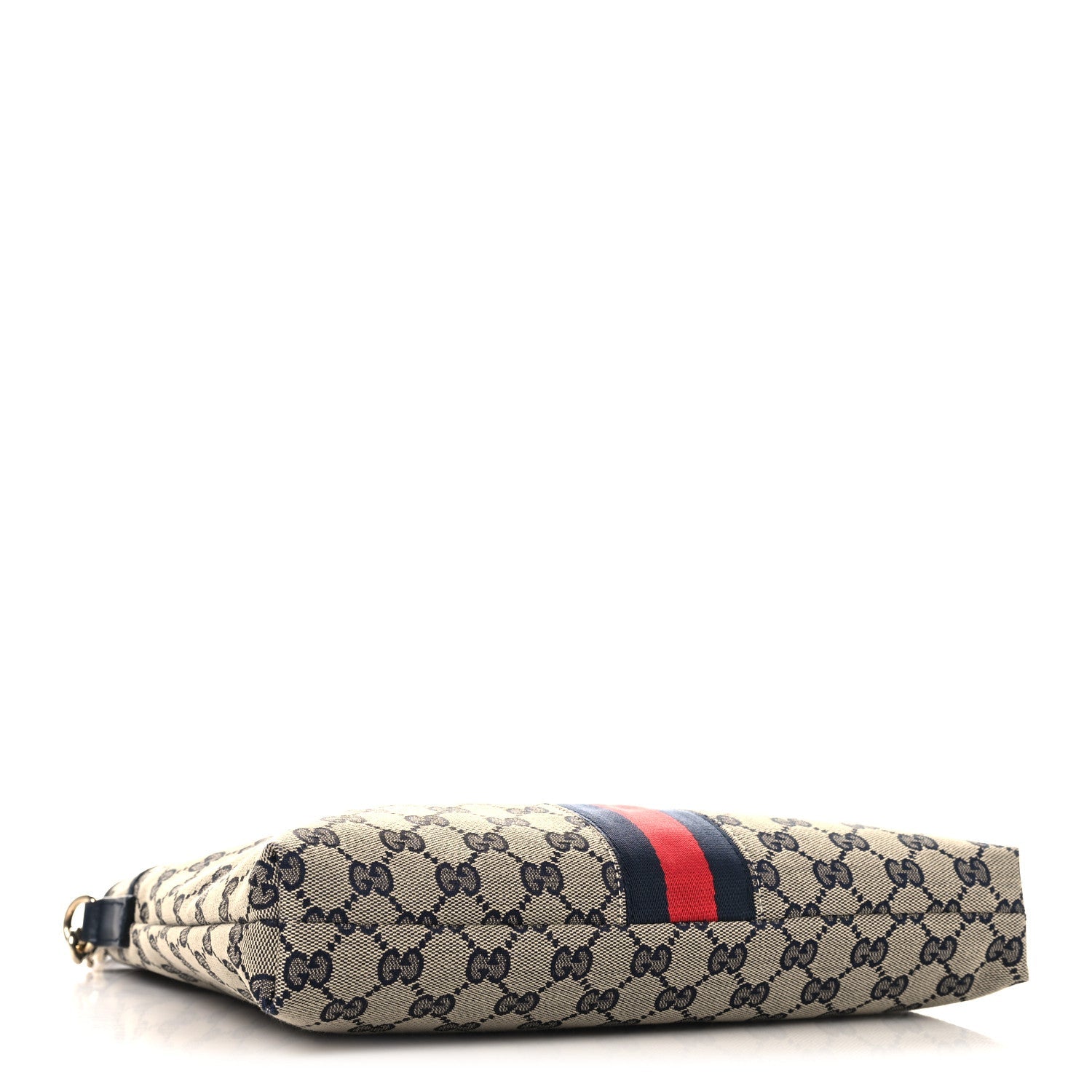 Gucci GG Supreme Monogram Web Flat Messenger Bag Navy
