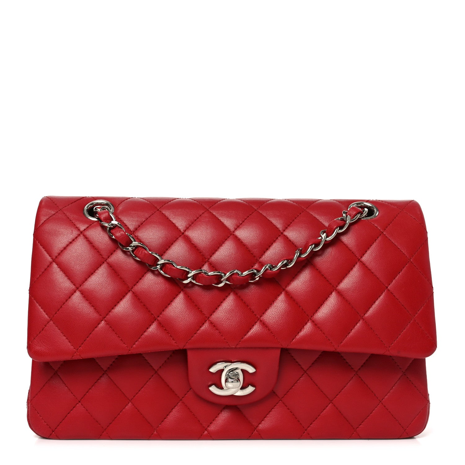 Chanel Lambskin Quilted Medium Double Flap Red