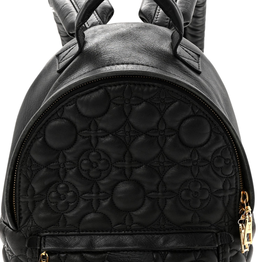 Louis Vuitton Lambskin Flower Quilted Palm Springs Backpack PM Black