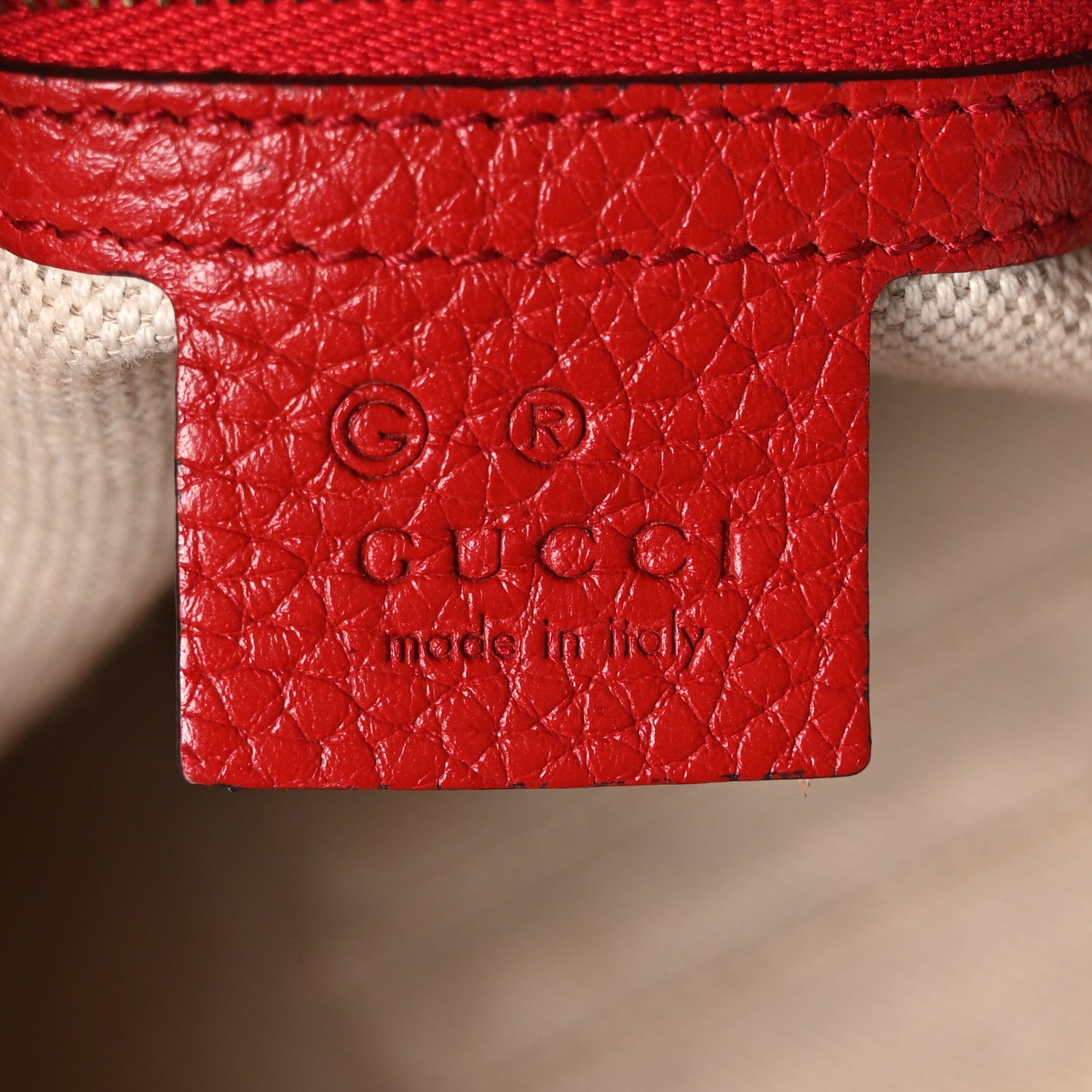 Gucci Pebbled Calfskin Medium Soho Chain Shoulder Bag Tabasco Red