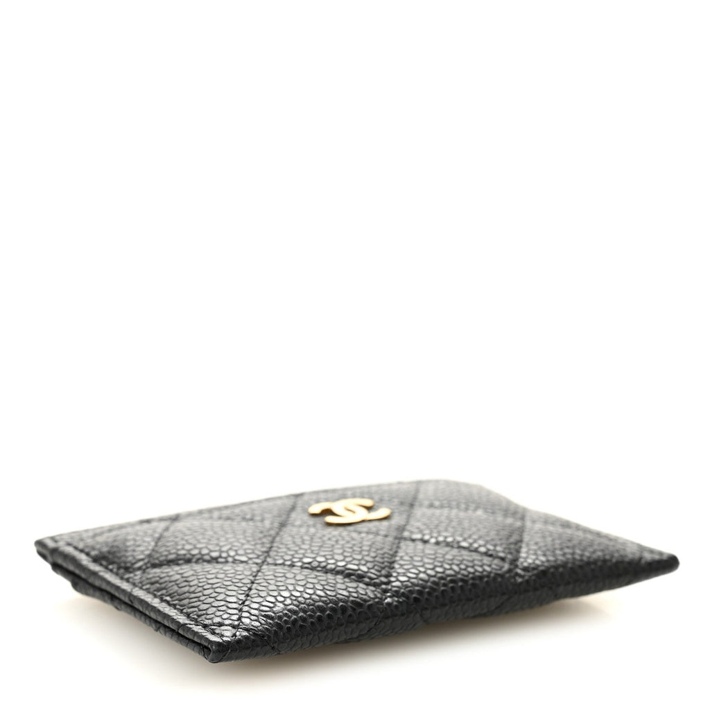 Caviar Quilted Card Holder Black
