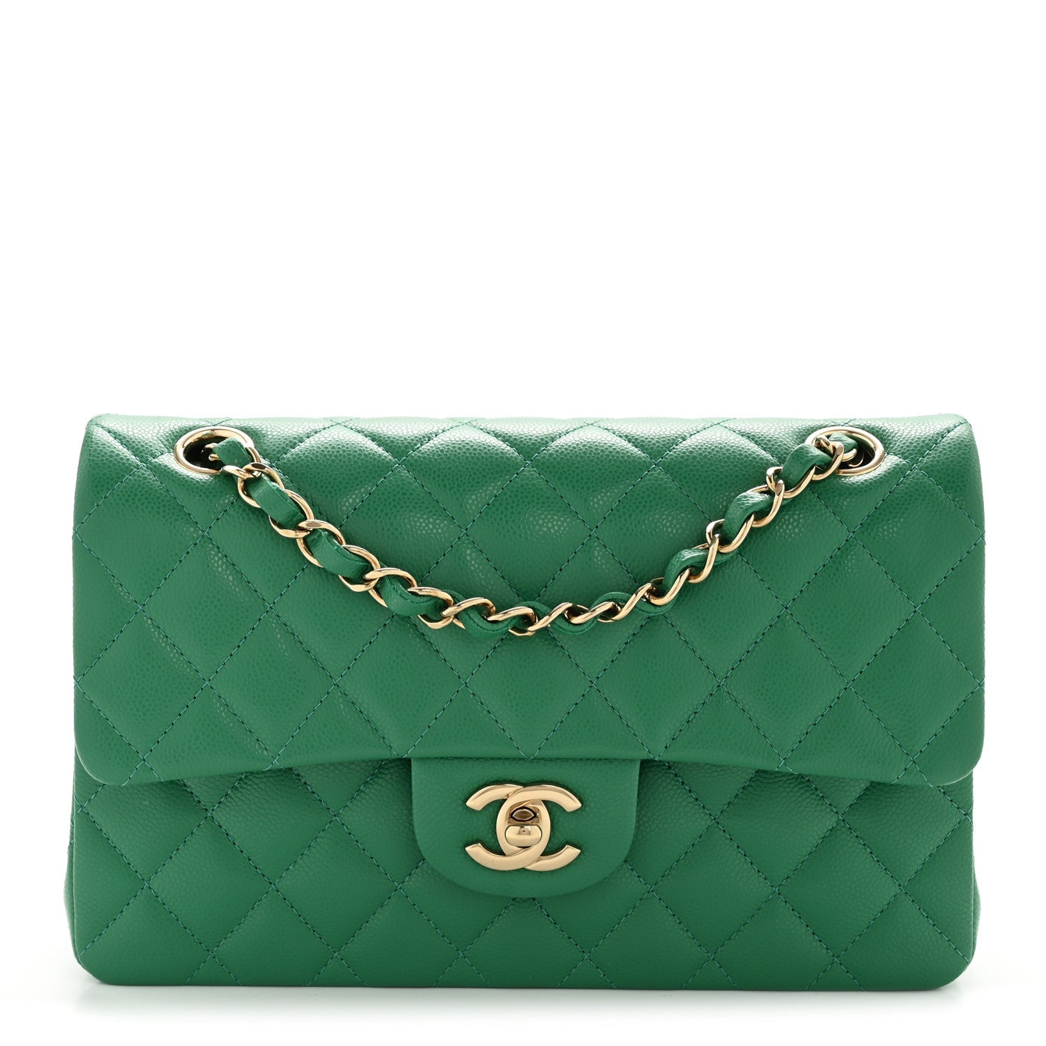 Chanel Caviar Quilted Small Double Flap Green