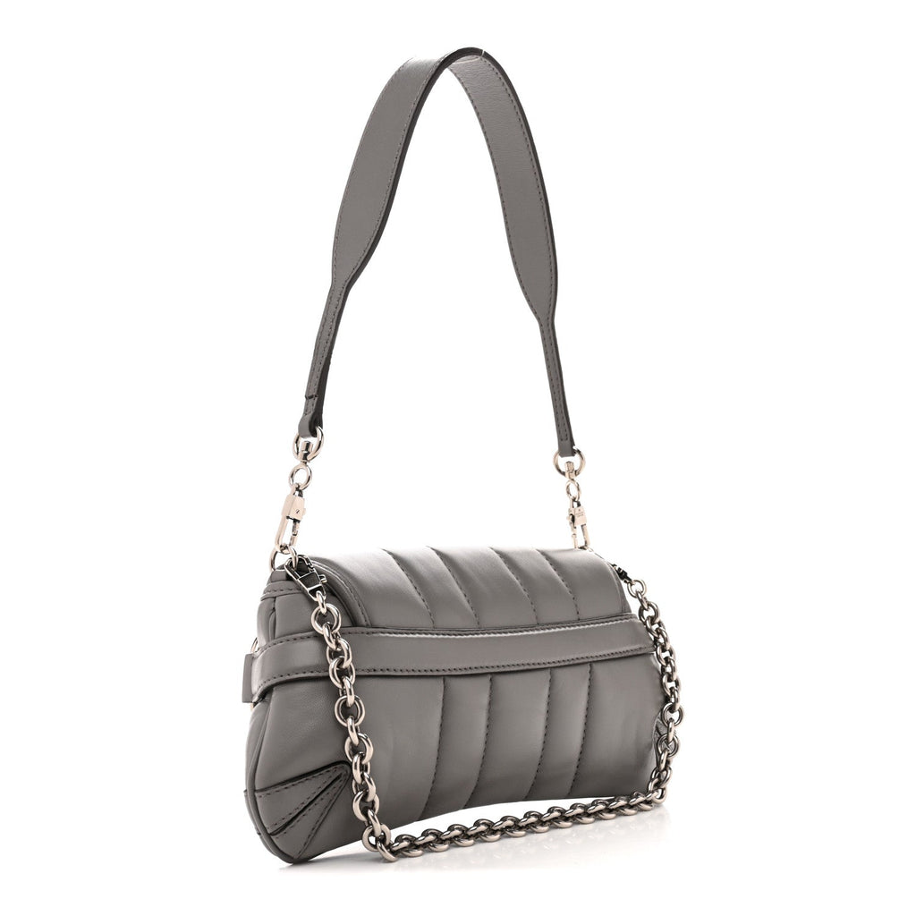 Gucci Nappa Vertical Matelasse Small Maxi Horsebit Chain Shoulder Bag Gray
