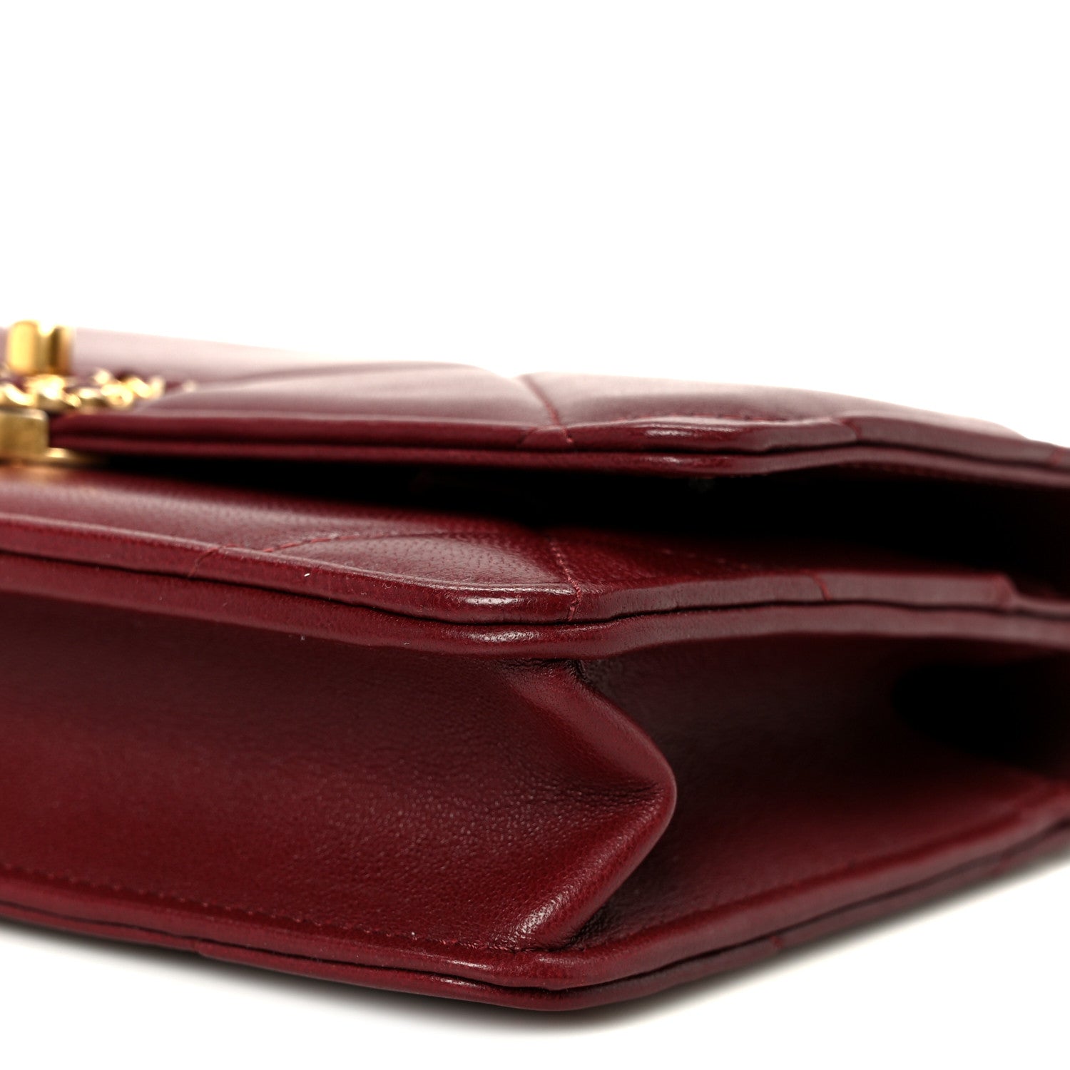 Chanel Lambskin Quilted Chanel 19 Wallet On Chain WOC Burgundy