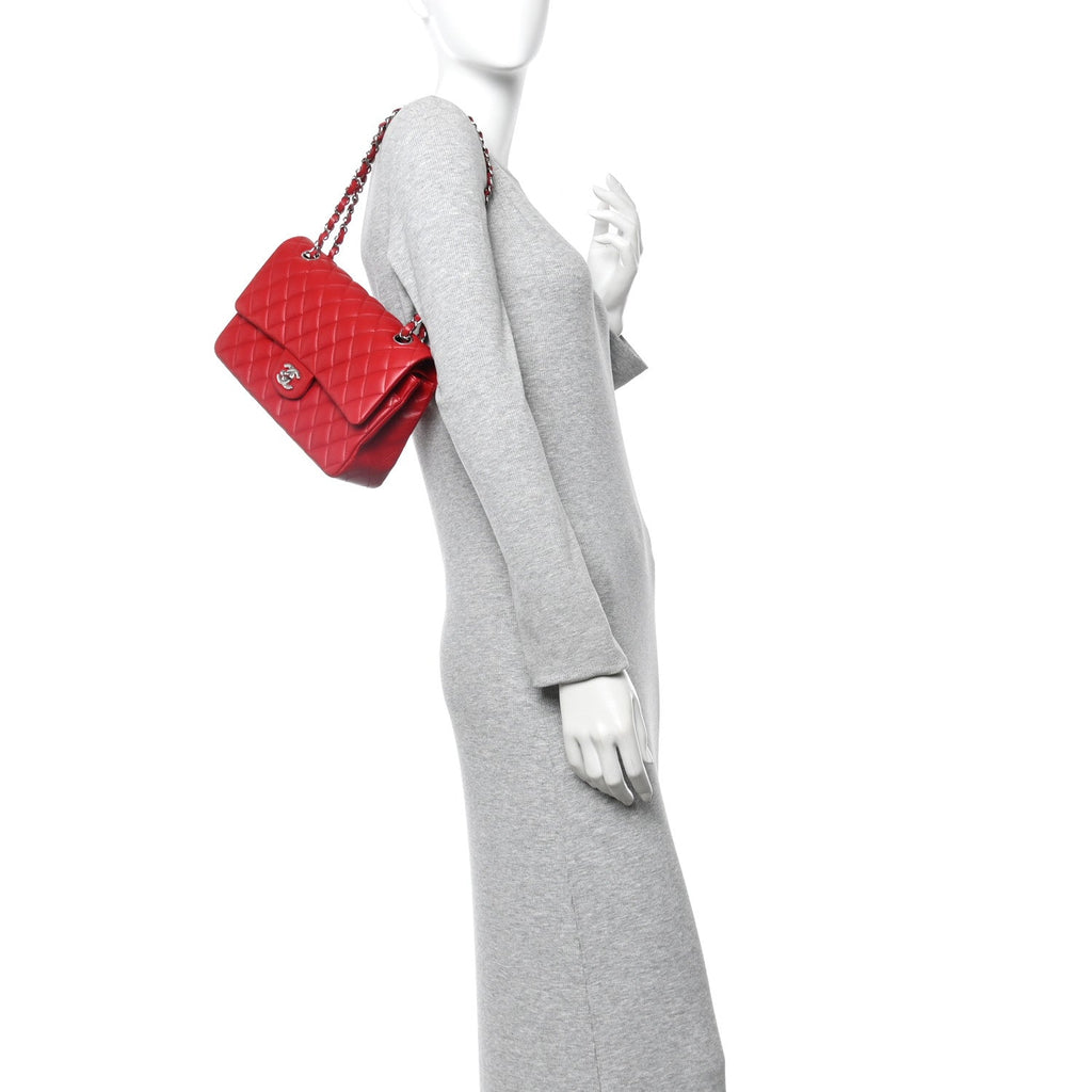 Chanel Lambskin Quilted Medium Double Flap Red