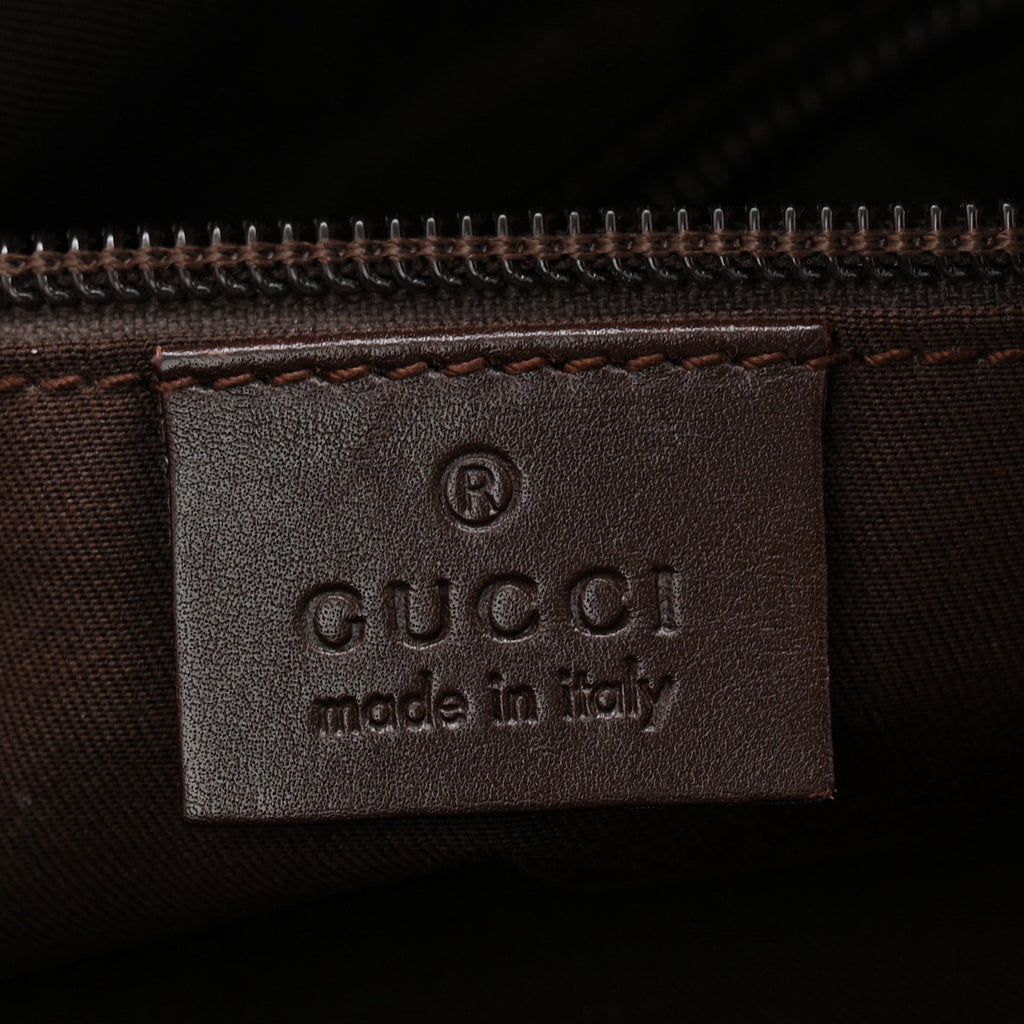 Gucci Monogram Calfskin Perforated Medium Flat Messenger Bag Dark Brown