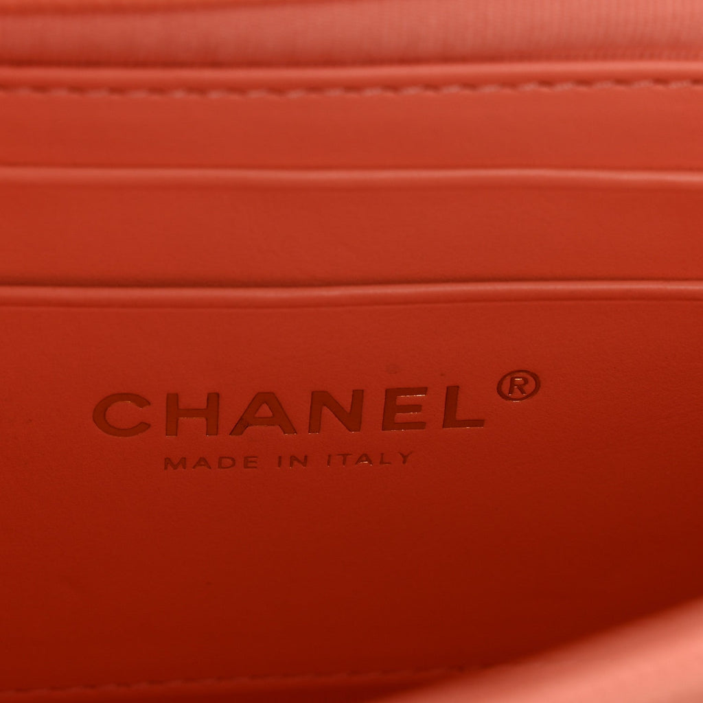 Chanel Caviar Quilted Handy Box Vanity Case Orange