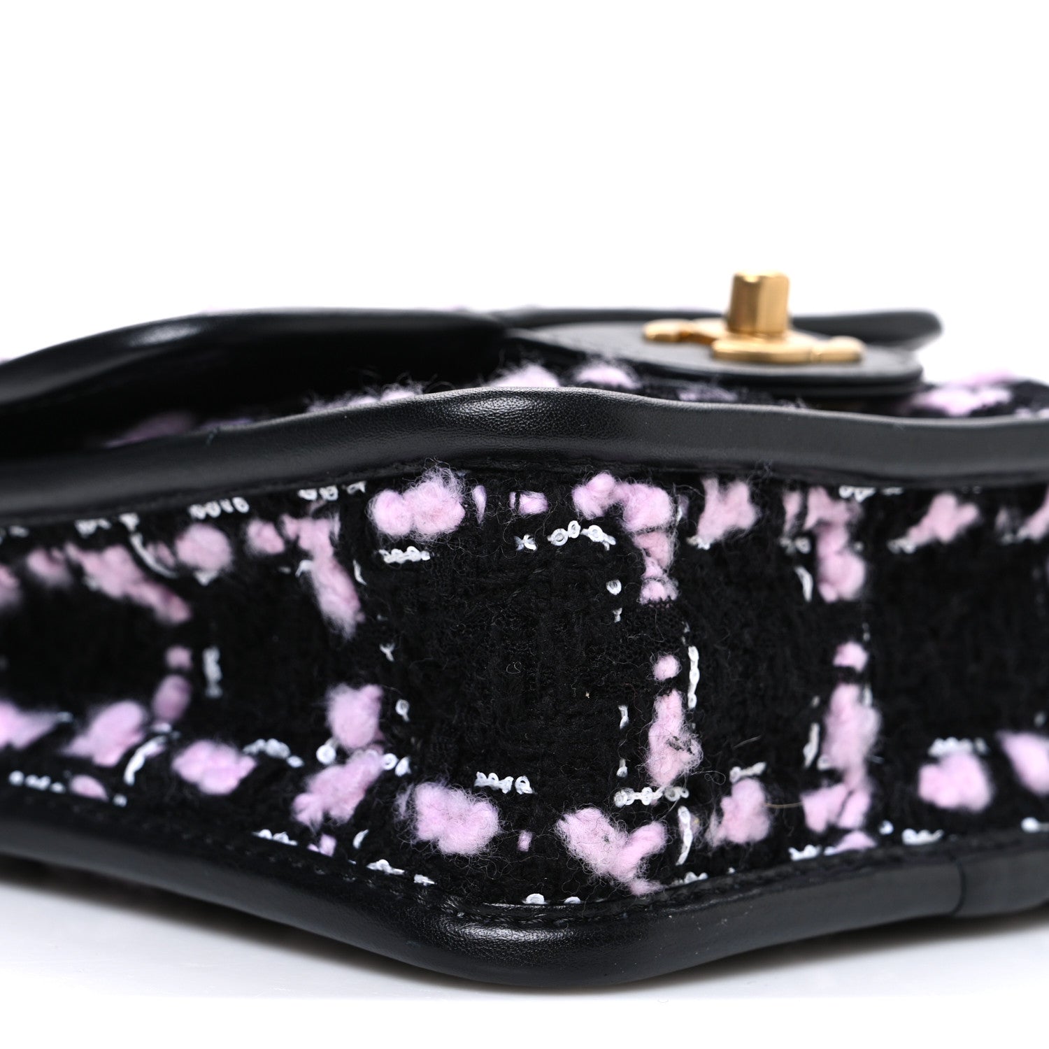 Chanel Tweed Calfskin School Memory Mini Top Handle Flap Black Pink White