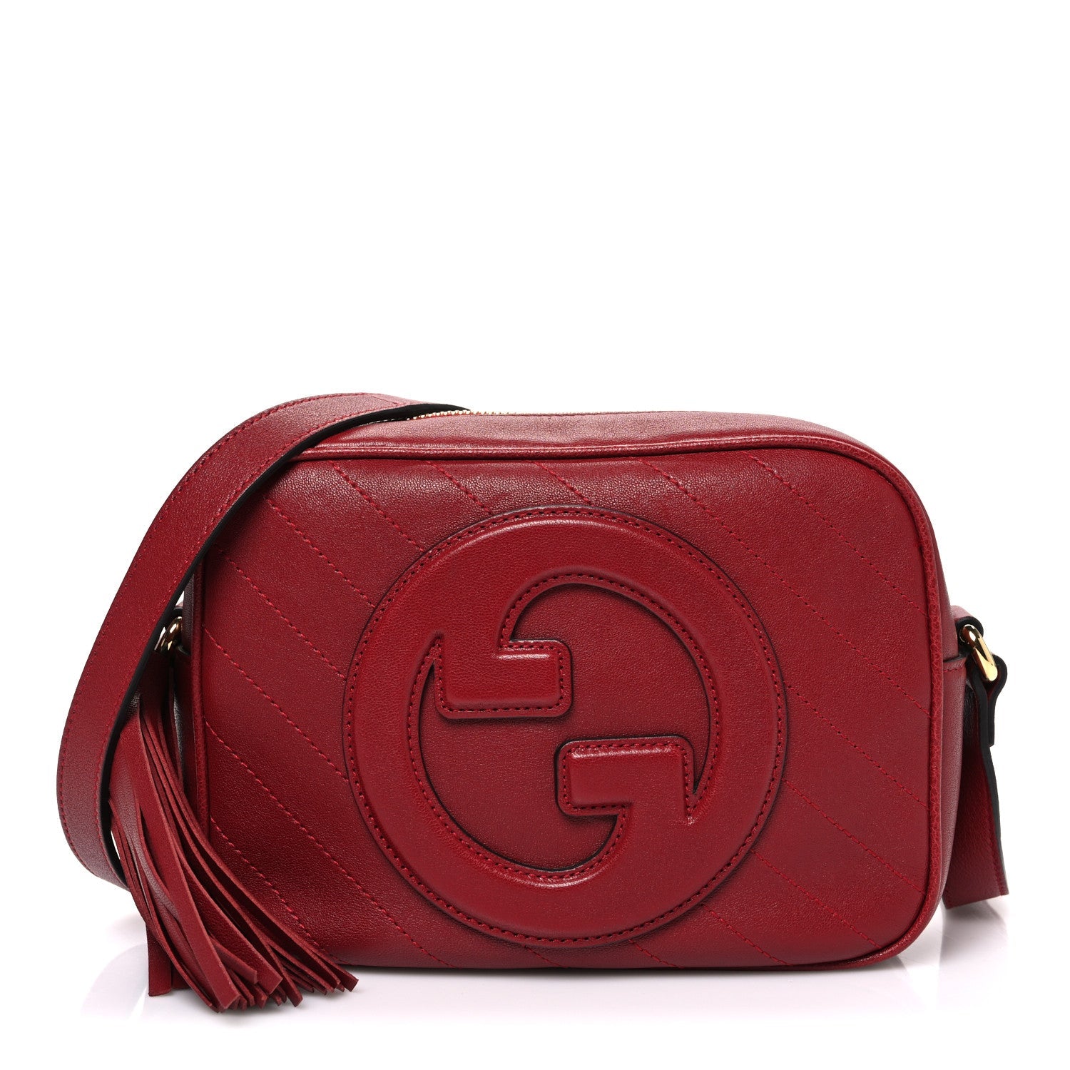 Gucci Sakai Be Green Calfskin Diagonal Stitched Small Blondie Shoulder Bag Rosso