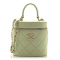 Chanel Lambskin Quilted Trendy Vanity Case Sea Green