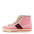 Gucci Canvas Web Womens 1977 Tennis High Top Sneakers 36 Wild Rose Mystic White