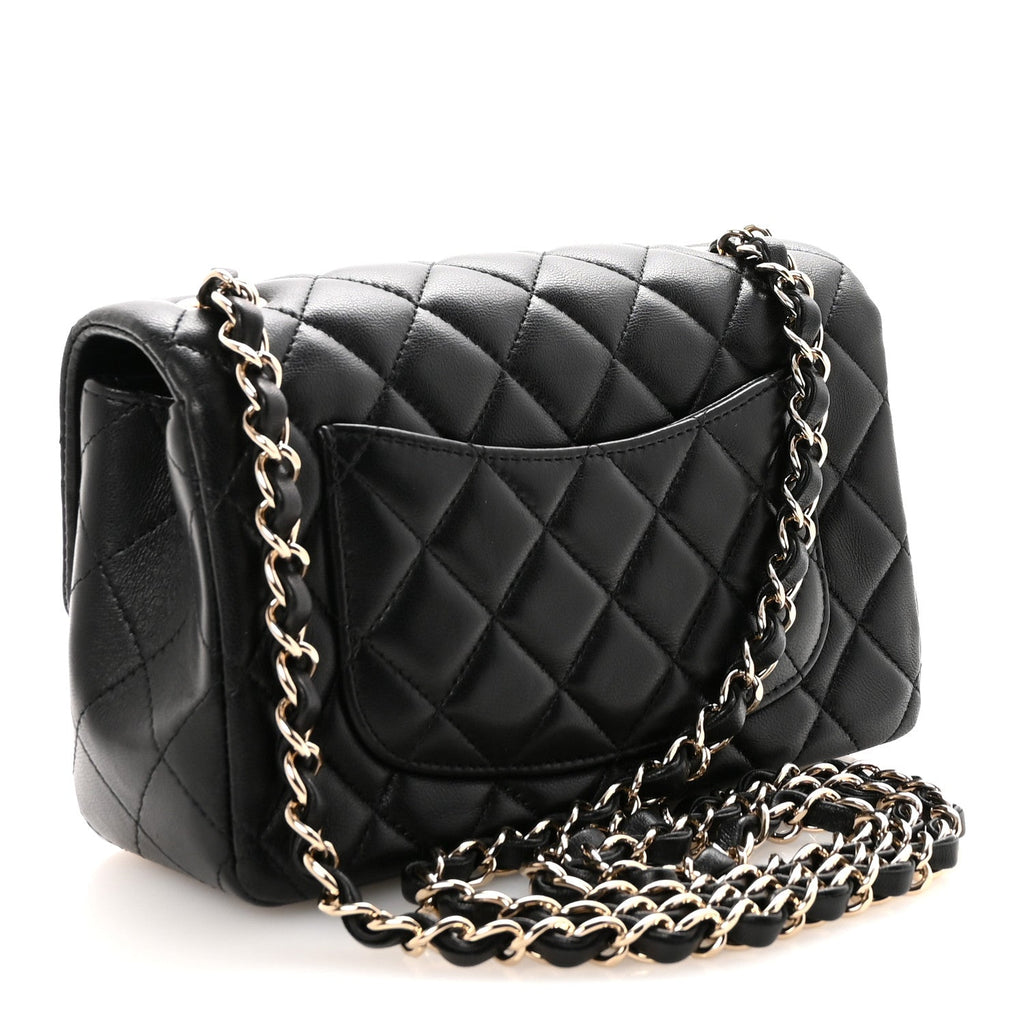 Chanel Lambskin Quilted Mini Rectangular Flap Black