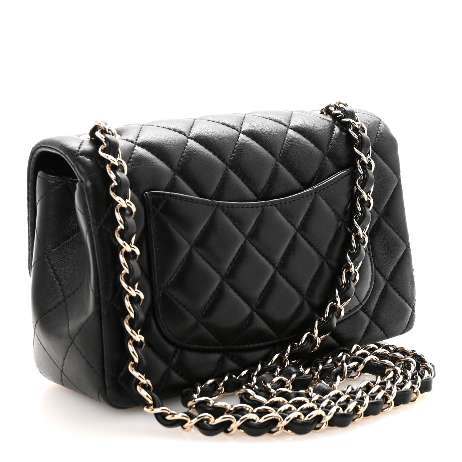 Chanel Lambskin Quilted Mini Rectangular Flap Black